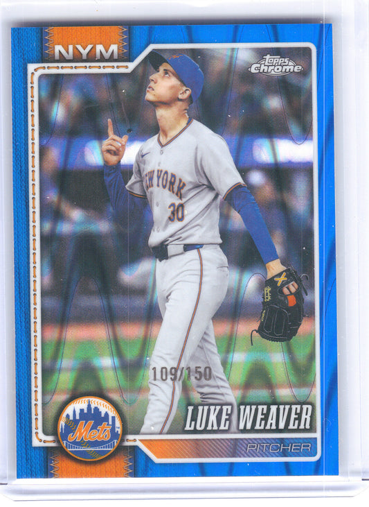 2026 Topps Chrome #103 Luke Weaver Blue Raywave Refractors #/150 New York Mets SN