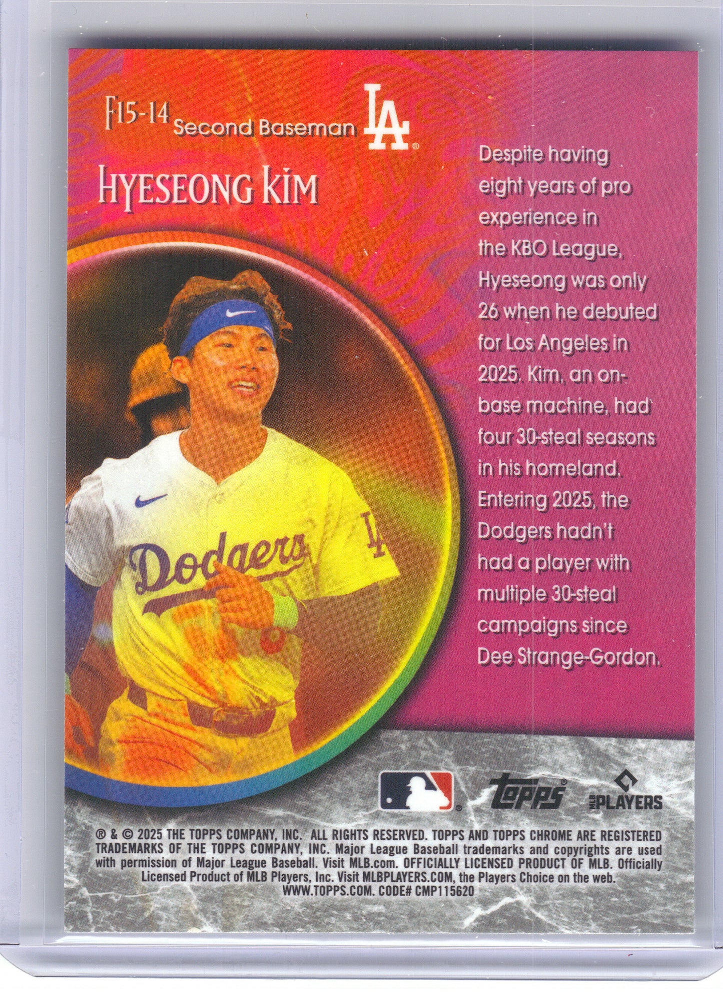 2025 Topps Chrome Update #F15-14 Hyeseong Kim Fortune 15 Los Angeles Dodgers