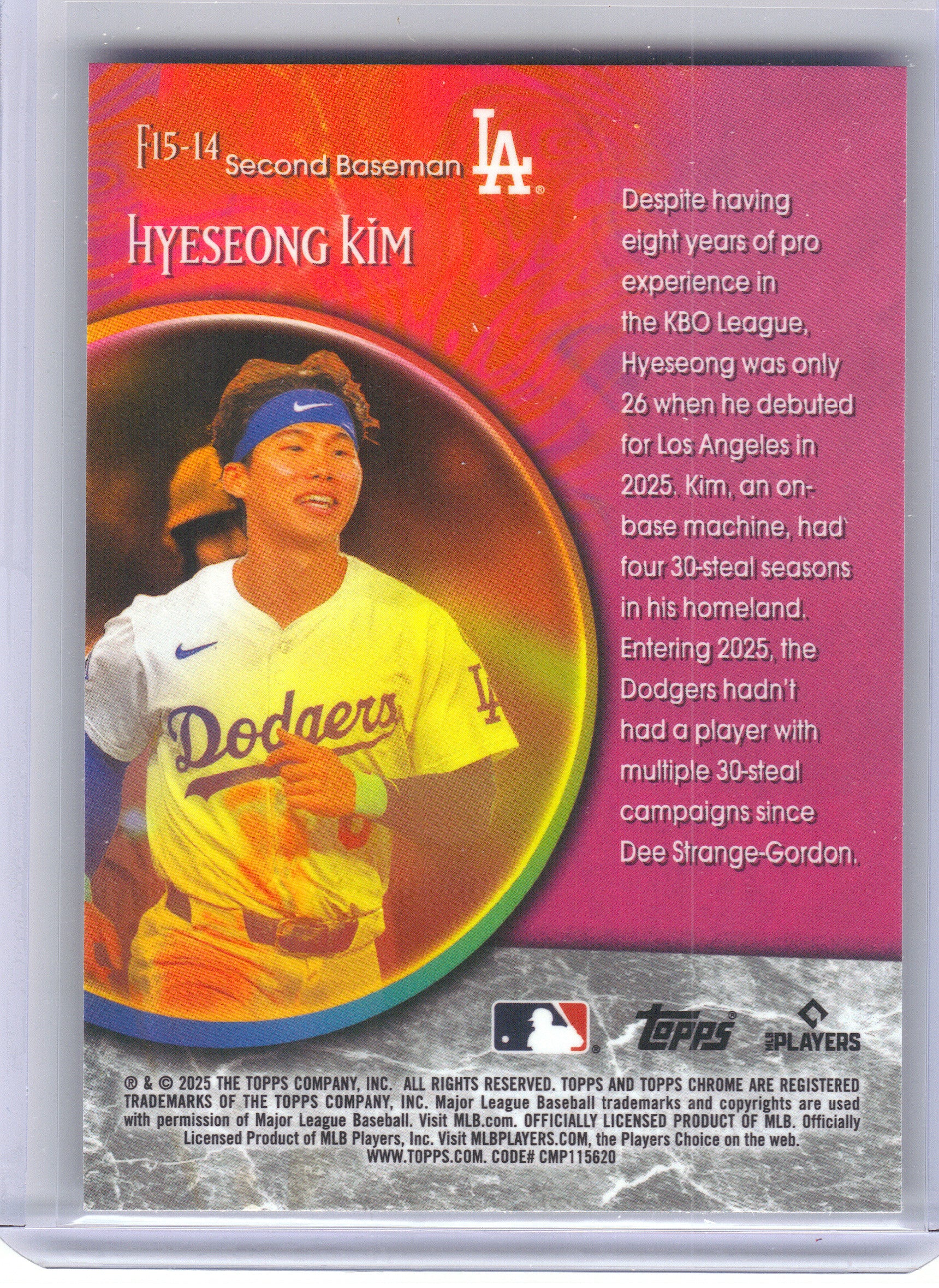 2025 Topps Chrome Update #F15-14 Hyeseong Kim Fortune 15 Los Angeles Dodgers
