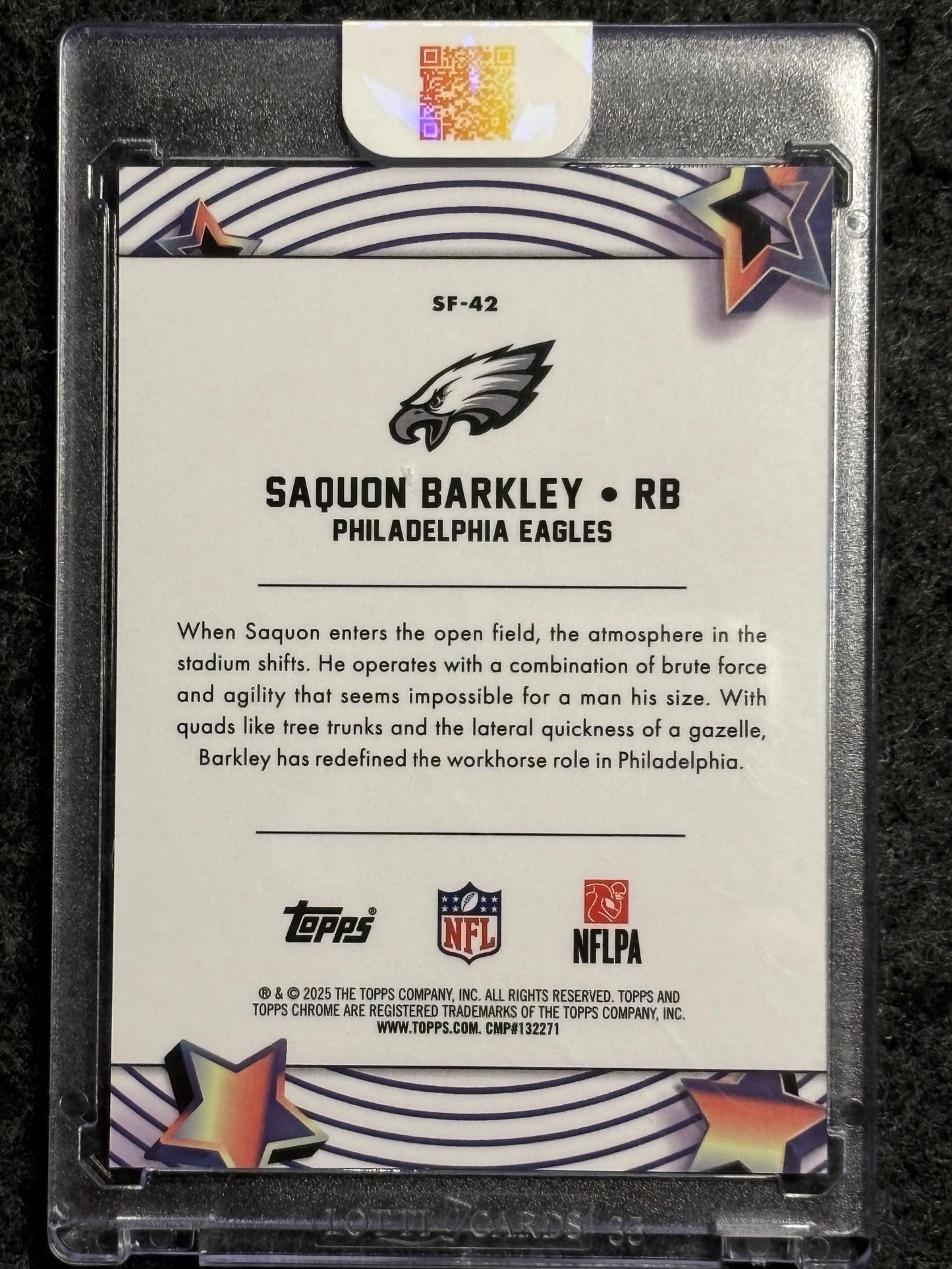 2025 Topps Chrome Cosmic #SF-42 Saquon Barkley Starfractor Orange SSP Philadelphia Eagles SN