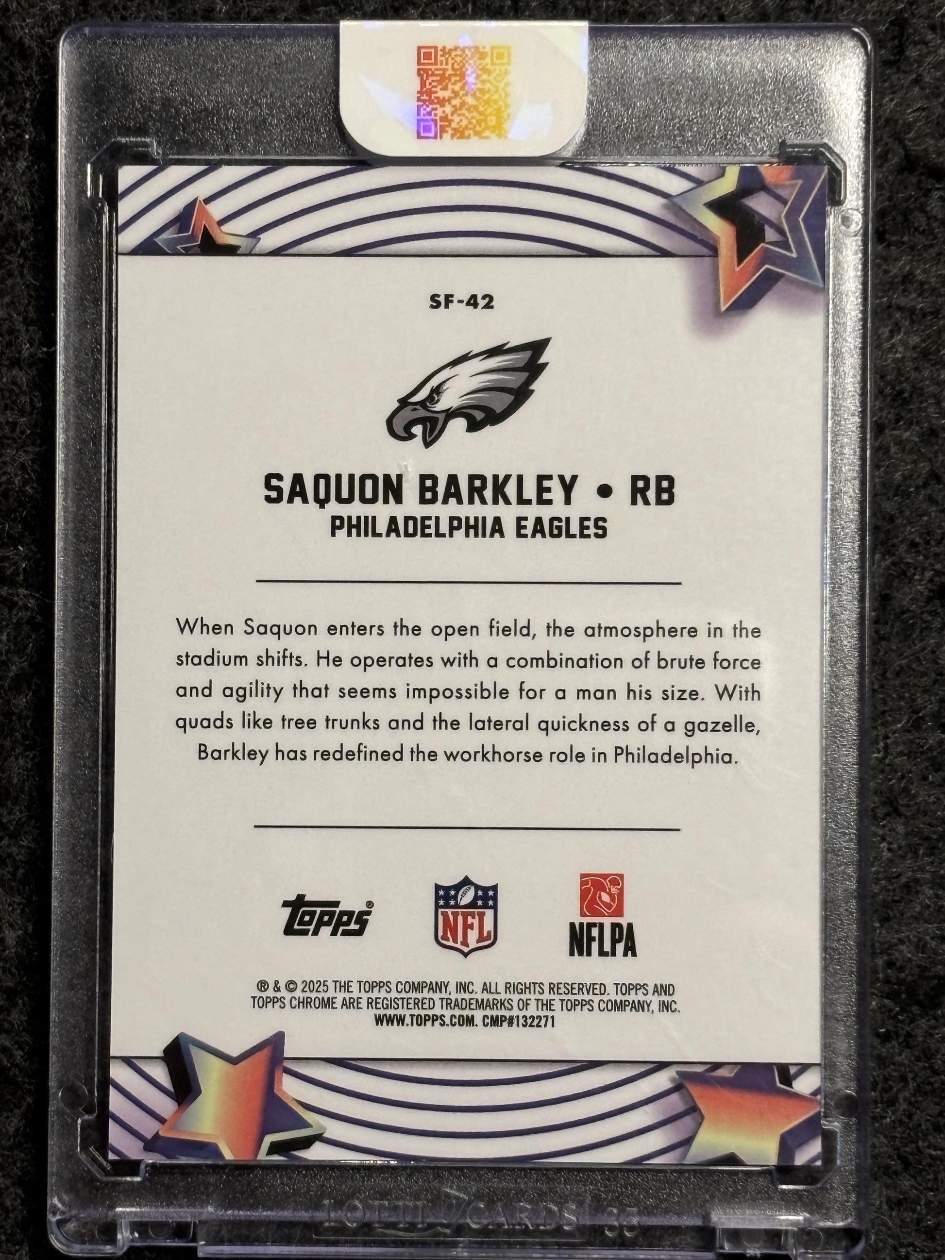 2025 Topps Chrome Cosmic #SF-42 Saquon Barkley Starfractor Orange SSP Philadelphia Eagles SN