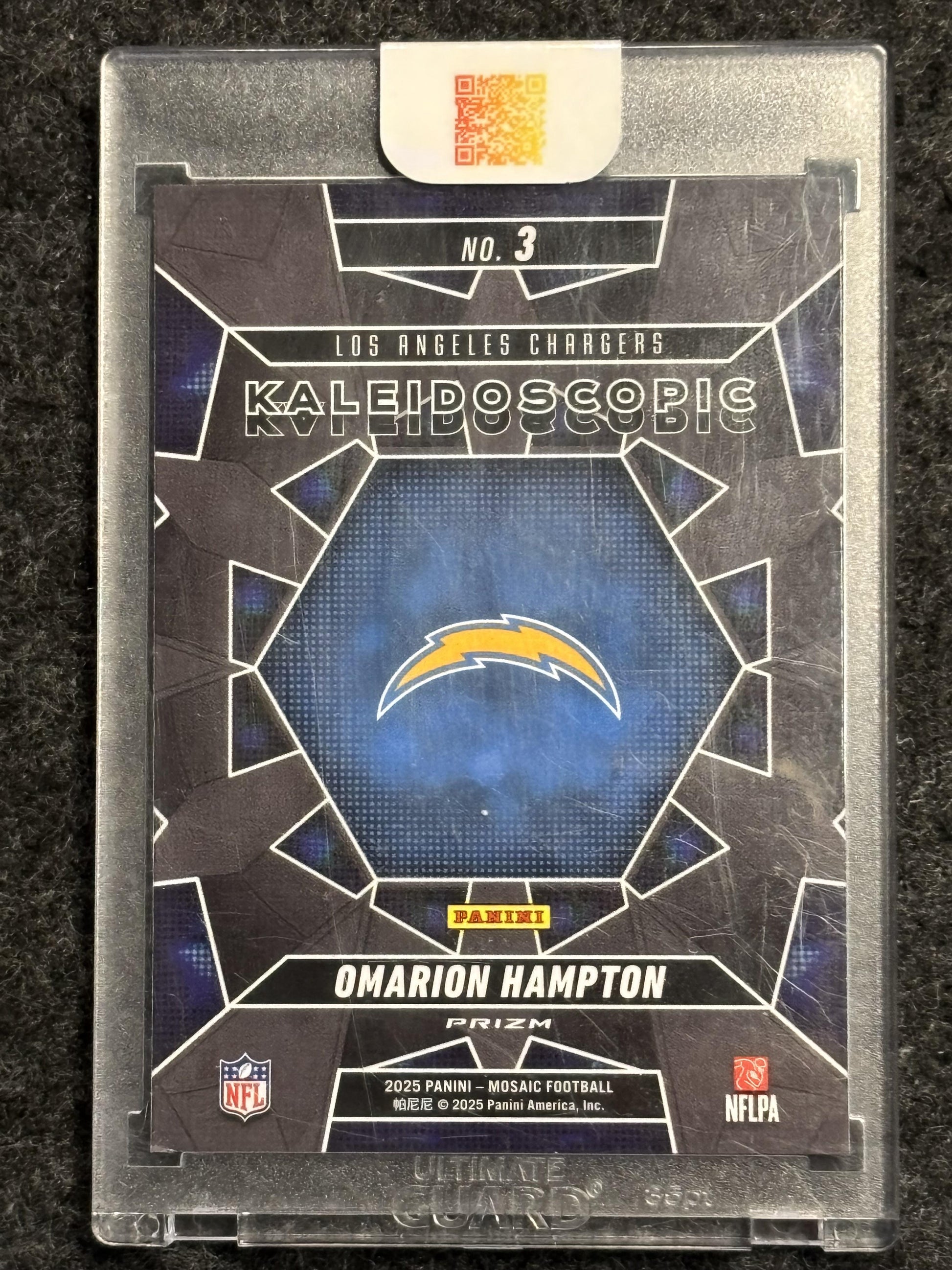 2025 Panini Mosaic #3 Omarion Hampton Kaleidoscopic SSP Los Angeles Chargers