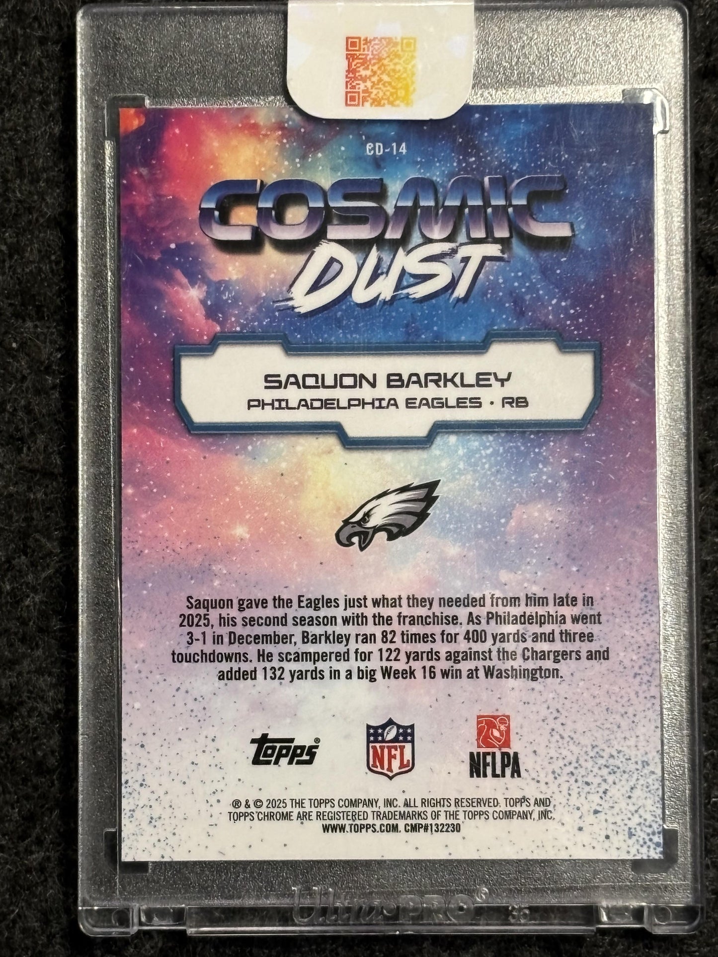 2025 Topps Chrome Cosmic #CD-14 Saquon Barkley Cosmic Dust SSP Philadelphia Eagles