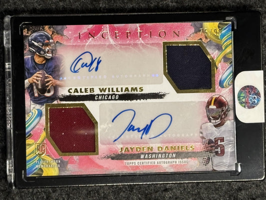 2024 Topps Inception #DRRA-WD Caleb Williams / Jayden Daniels Dual Rookie Relic Autographs Magenta #/99 SN, Memorabilia, Auto