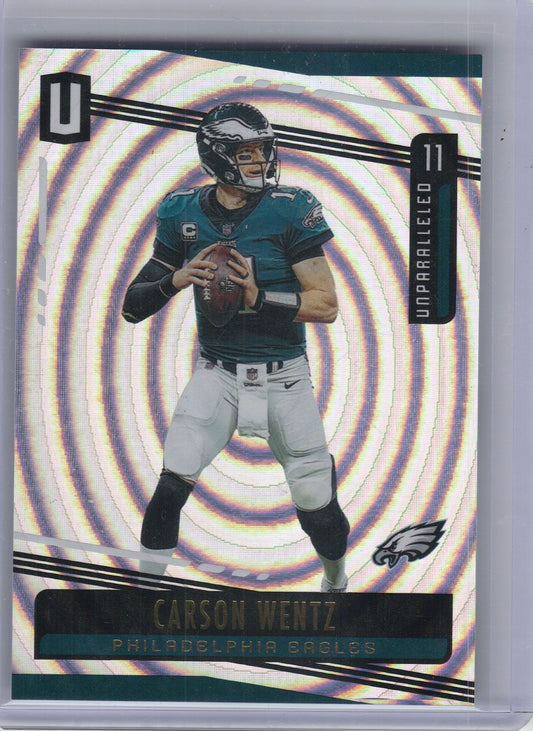 2019 Panini Unparalleled #101 Carson Wentz Whirl #/129 Philadelphia Eagles SN