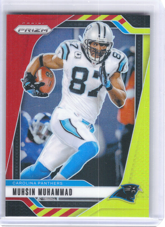 2024 Panini Prizm #44 Muhsin Muhammad Red and Yellow #/44 Carolina Panthers SN