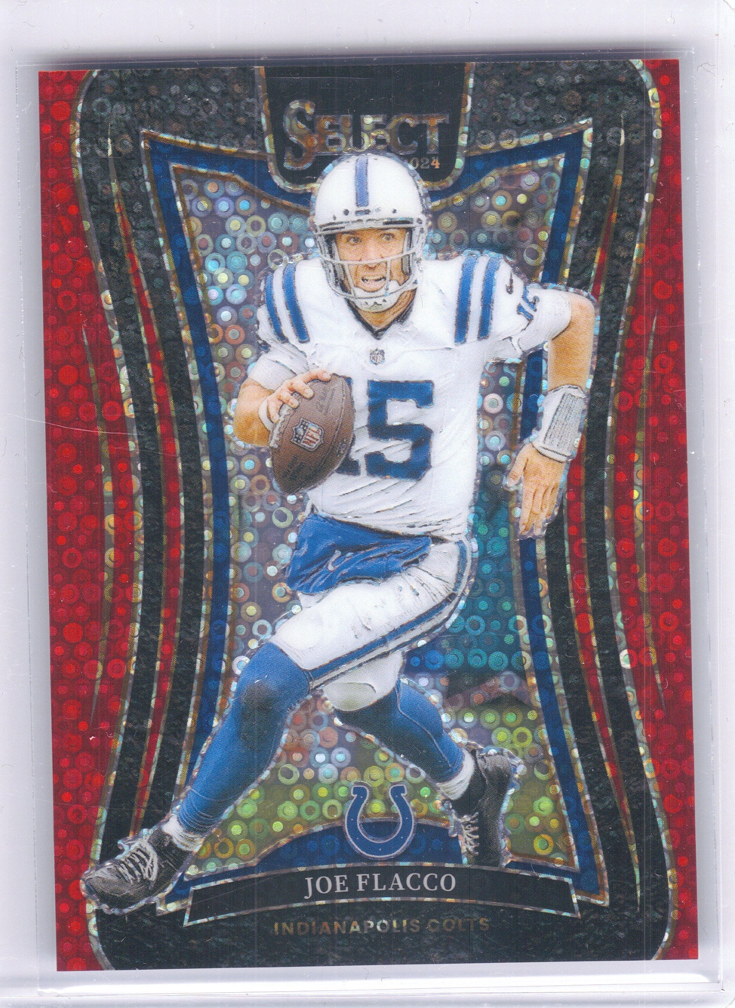 2024 Panini Select #351 Joe Flacco Red Disco Prism #/49 Indianapolis Colts SN