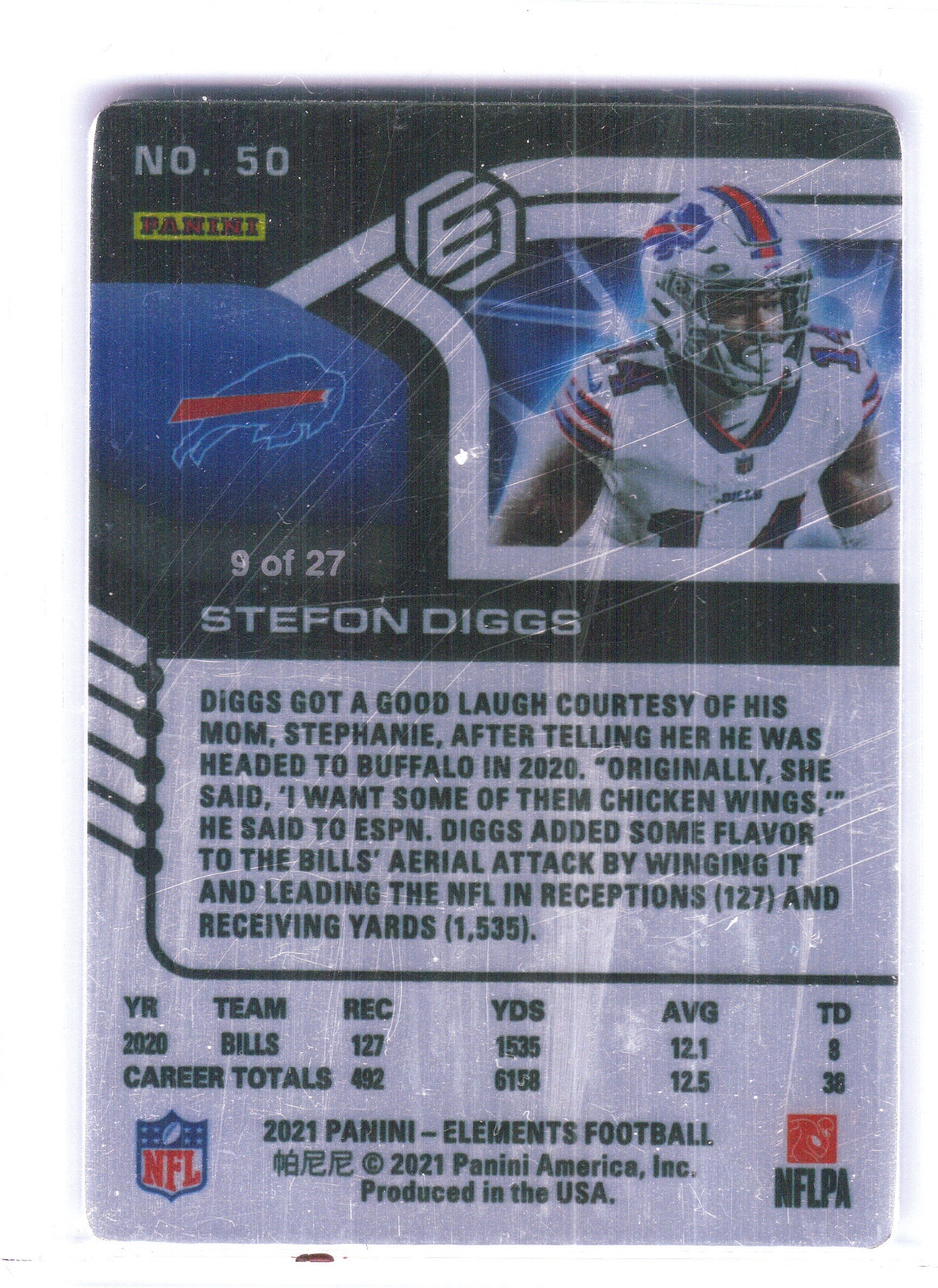 2021 Panini Elements #50 Stefon Diggs Metal Cobalt #/27 Buffalo Bills SN