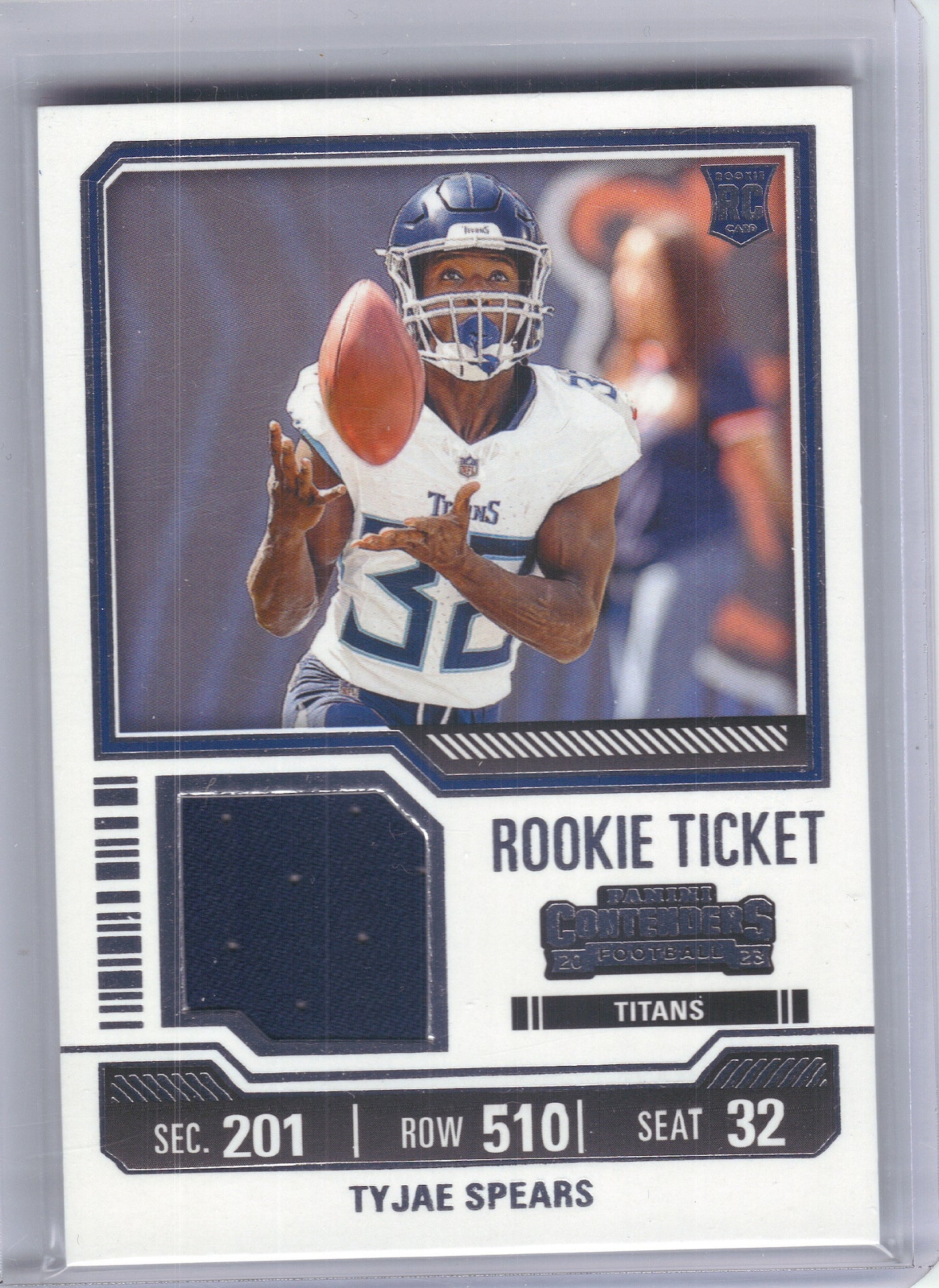 2023 Panini Contenders #TS36 Tyjae Spears Rookie Ticket Swatches Tennessee Titans Memorabilia