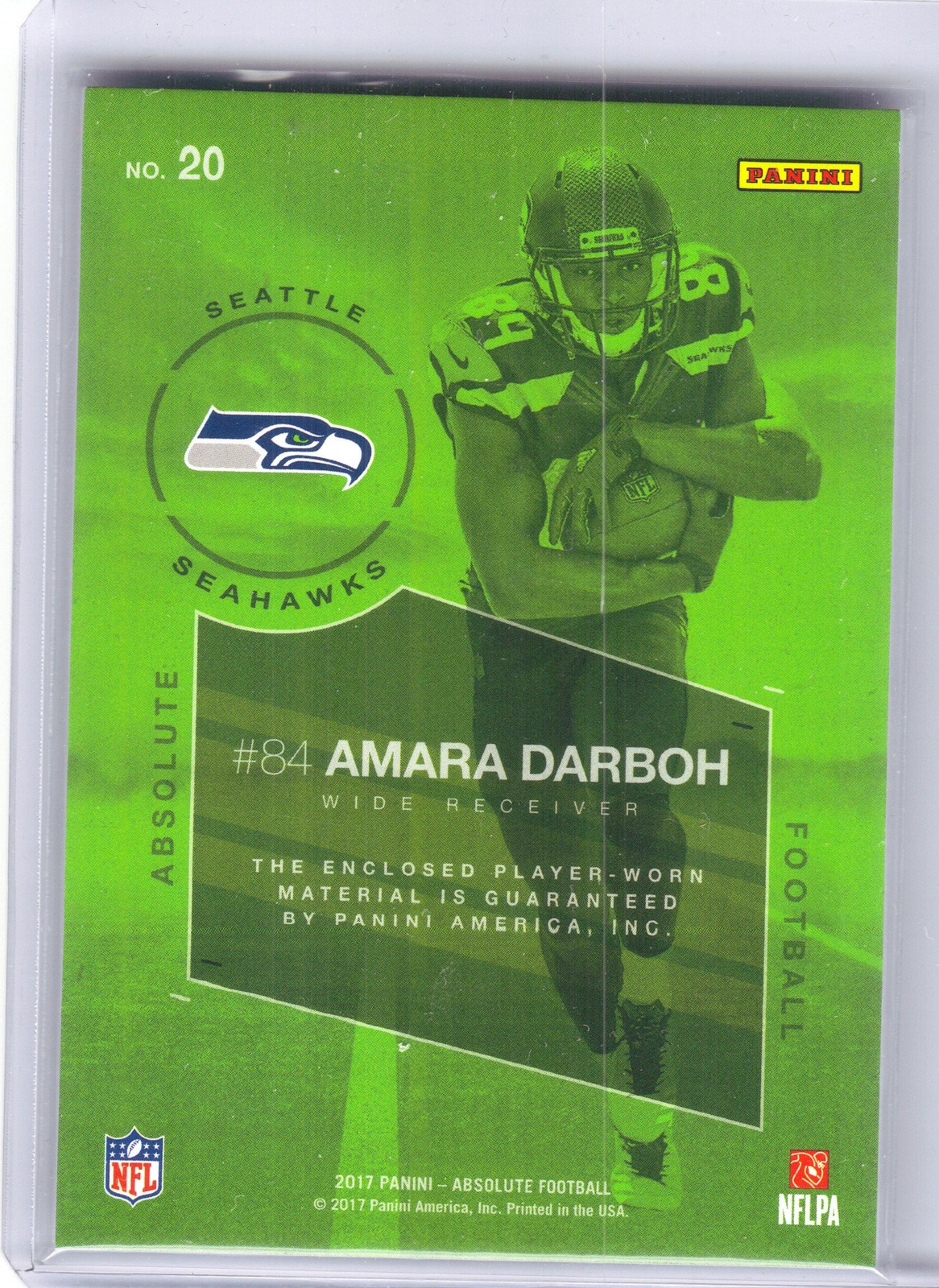 2017 Panini Absolute #20 Amara Darboh Rookie Force Red Seattle Seahawks Memorabilia
