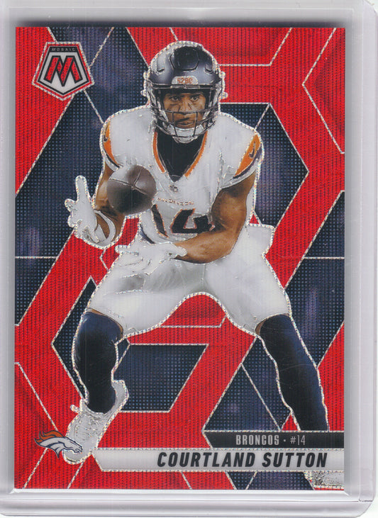 2025 Panini Mosaic #64 Courtland Sutton Mosaic Red Wave #/27 Denver Broncos SN