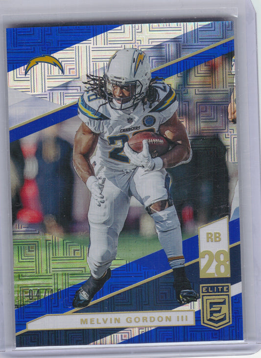2019 Donruss Elite #71 Melvin Gordon III Blue #/10 Los Angeles Chargers SN