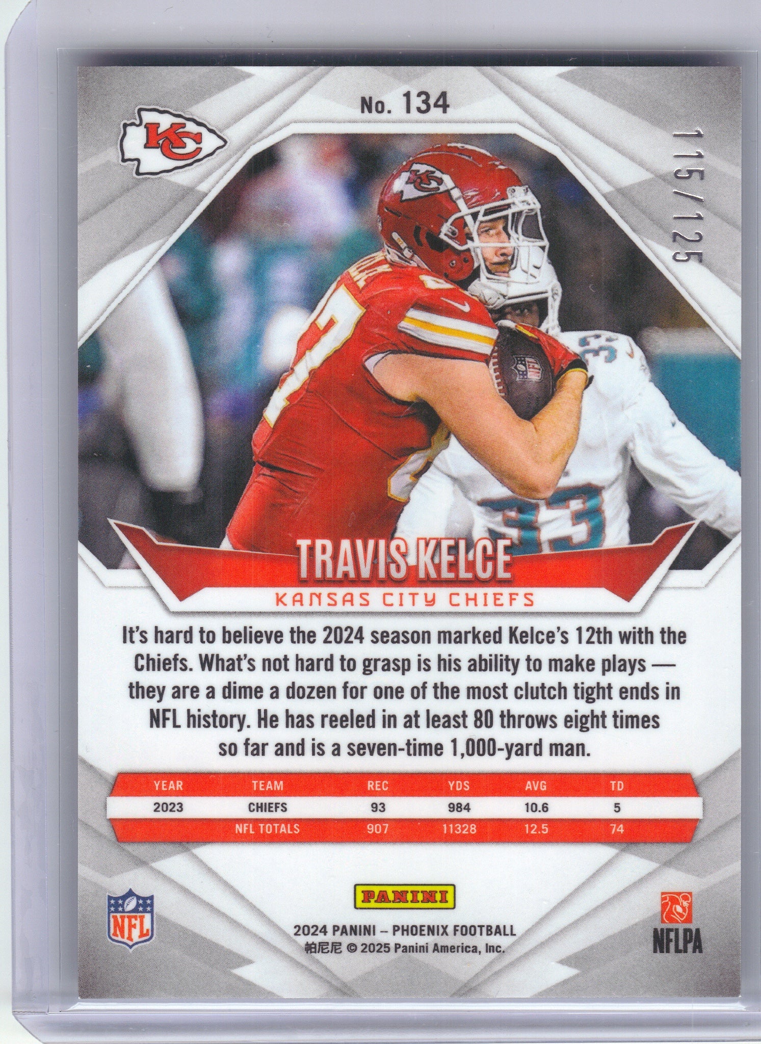 2024 Panini Phoenix #134 Travis Kelce Gold Fade #/125 Kansas City Chiefs SN