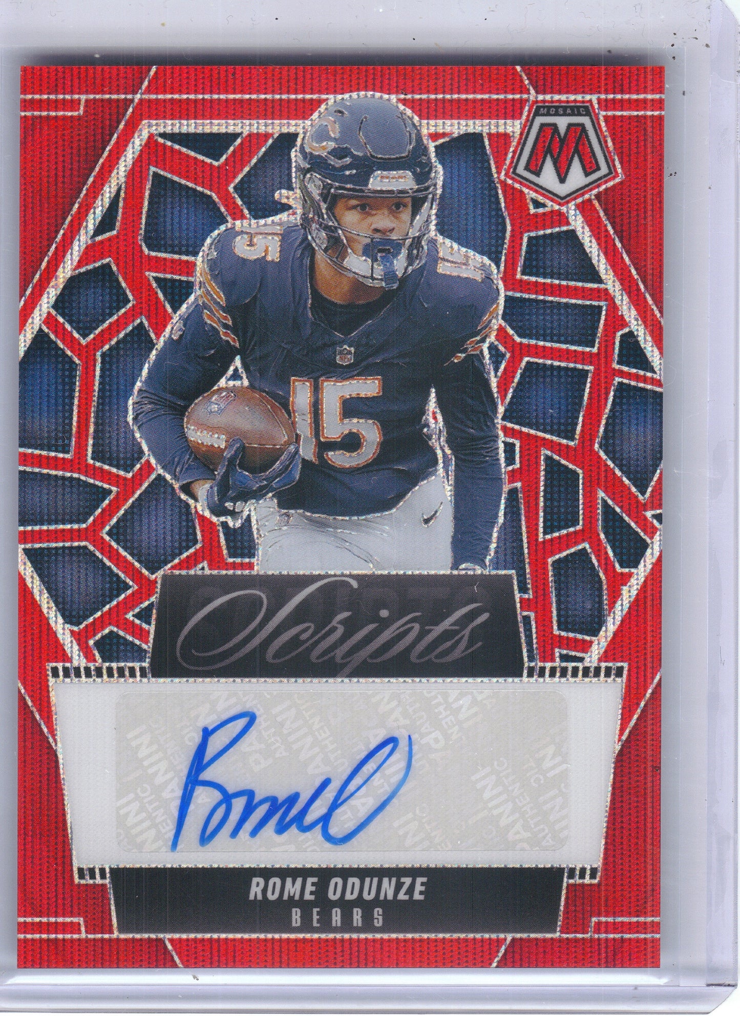 2025 Panini Mosaic #SCR-ROE Rome Odunze Scripts Red Wave Chicago Bears Auto