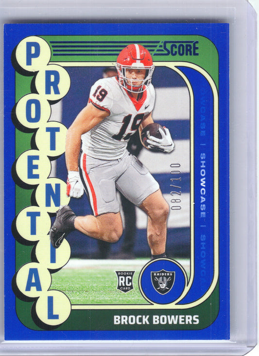 2024 Score #19 Brock Bowers Protential Showcase #/100 Las Vegas Raiders SN