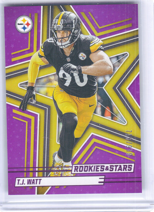 2025 Panini Rookies & Stars #62 T.J. Watt Purple #/999 Pittsburgh Steelers SN