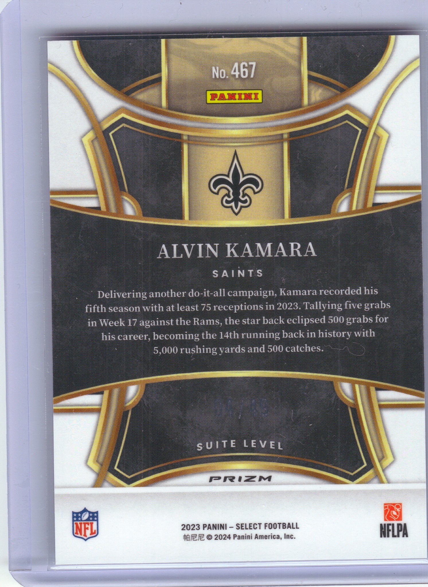 2023 Panini Select #467 Alvin Kamara Disco Red Prizms #/49 New Orleans Saints SN