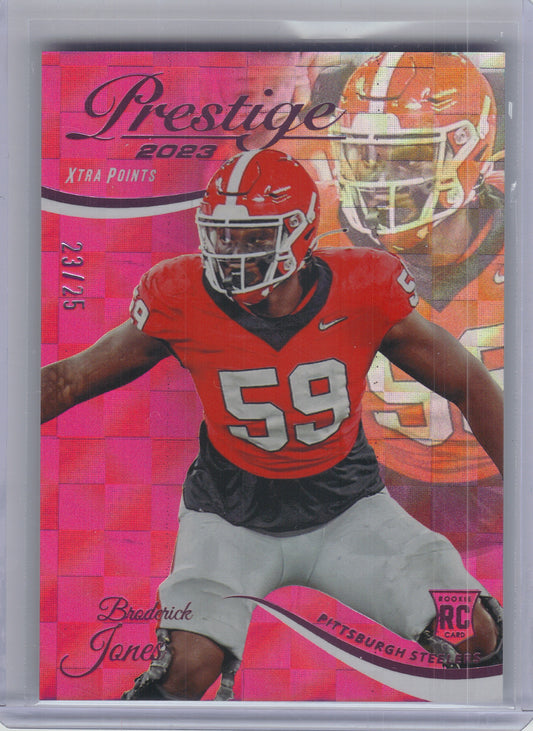 2023 Panini Prestige #308 Broderick Jones Xtra Points Premium Pink #/25 Pittsburgh Steelers SN, Rookie