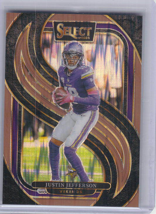 2024 Panini Select #174 Justin Jefferson Copper Prizm Shock #/299 Minnesota Vikings SN