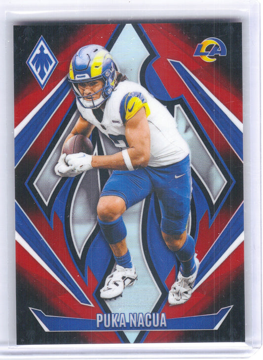 2024 Panini Phoenix #118 Puka Nacua Red Fade #/299 Los Angeles Rams SN
