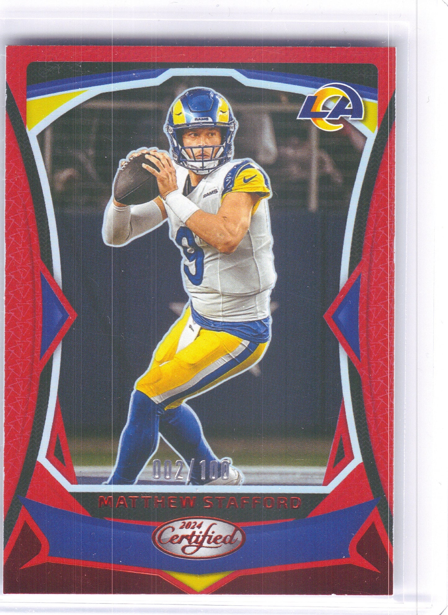 2024 Panini Certified #73 Matthew Stafford Mirror Red #/100 Los Angeles Rams SN