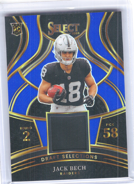 2025 Panini Select #DSM-JBH Jack Bech Draft Selections Memorabilia Blue Prizm Las Vegas Raiders Memorabilia