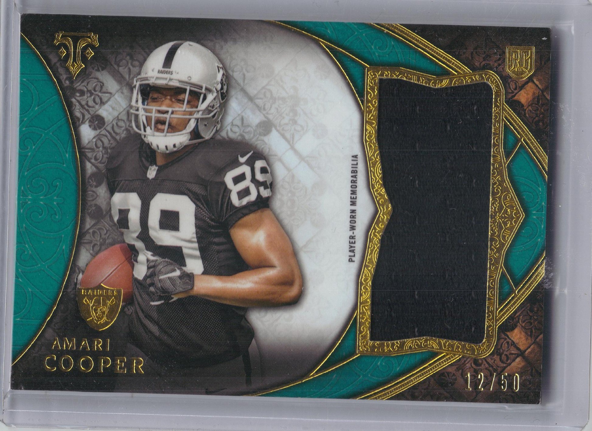 2015 Topps Triple Threads #TTRJR-AC Amari Cooper Rookie Jumbo Relics Emerald #/50 Oakland Raiders Memorabilia, SN