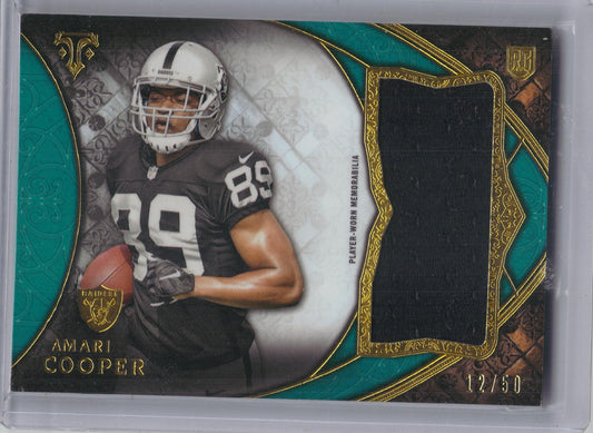 2015 Topps Triple Threads #TTRJR-AC Amari Cooper Rookie Jumbo Relics Emerald #/50 Oakland Raiders Memorabilia, SN