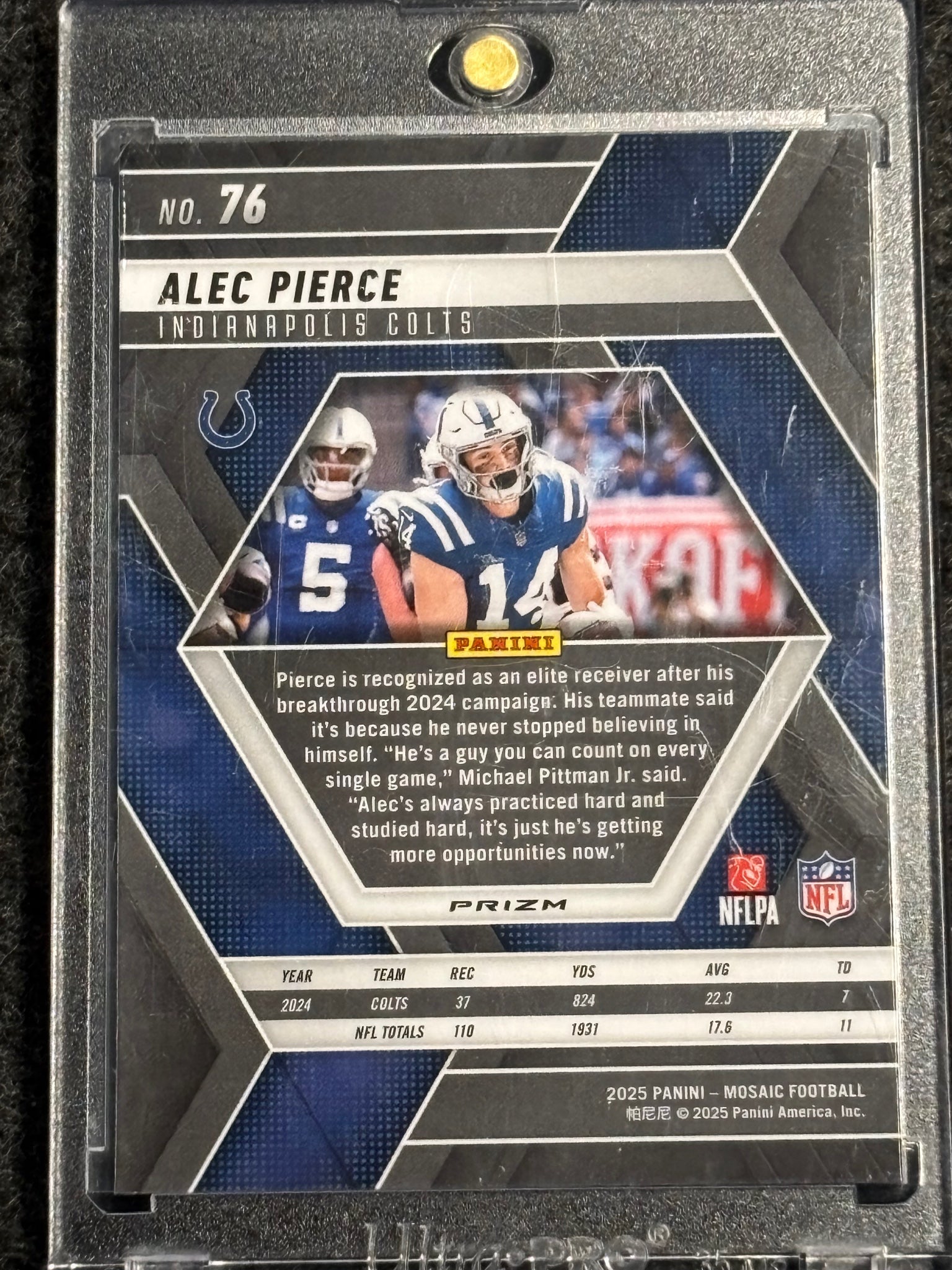 2025 Panini Mosaic #76 Alec Pierce Mosaic Genesis SSP Indianapolis Colts