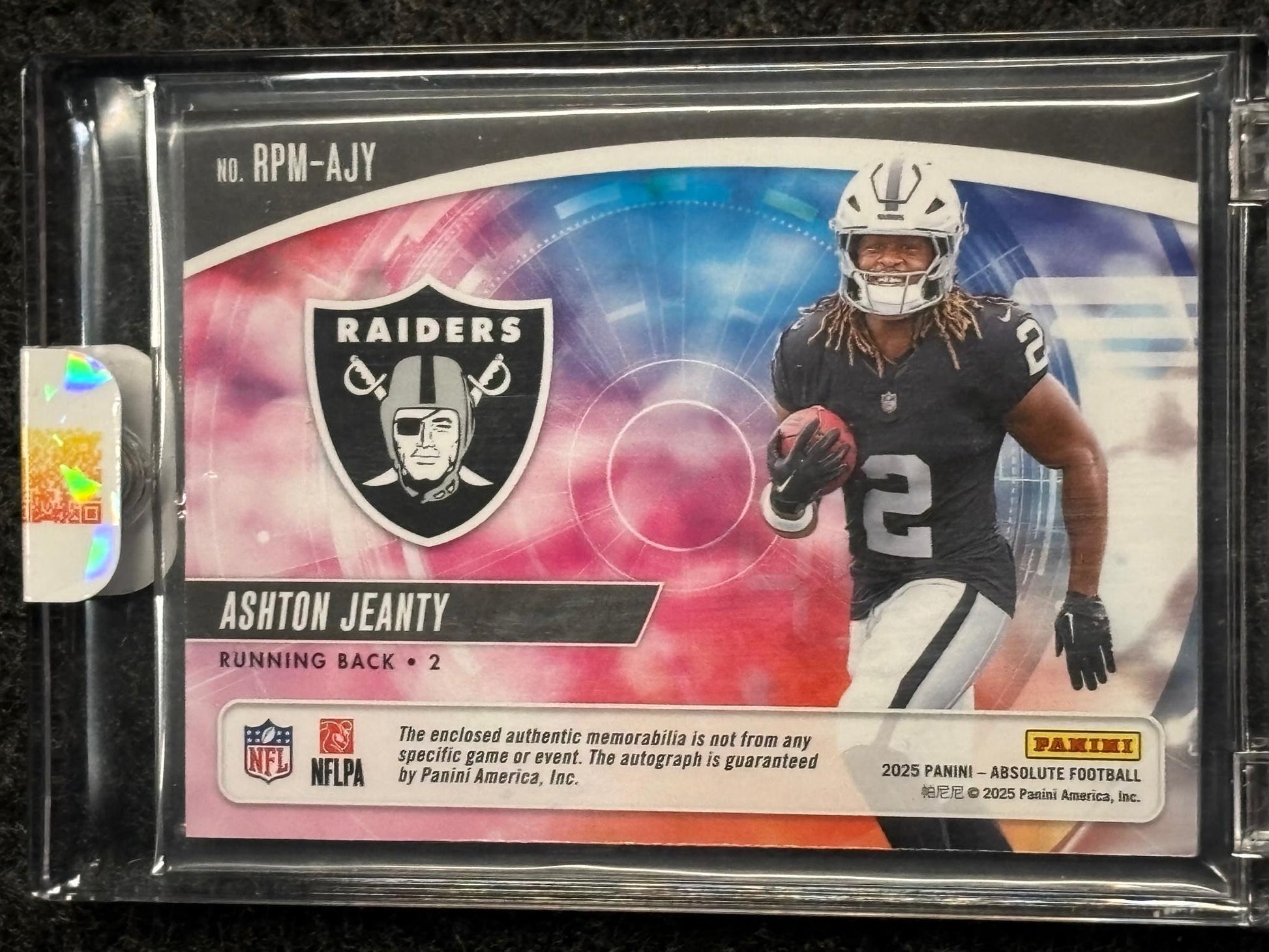 2025 Panini Absolute #RPM-AJY Ashton Jeanty Rookie Premiere Materials Autos Jumbo Spectrum #/5 Las Vegas Raiders SN, Memorabilia, Auto