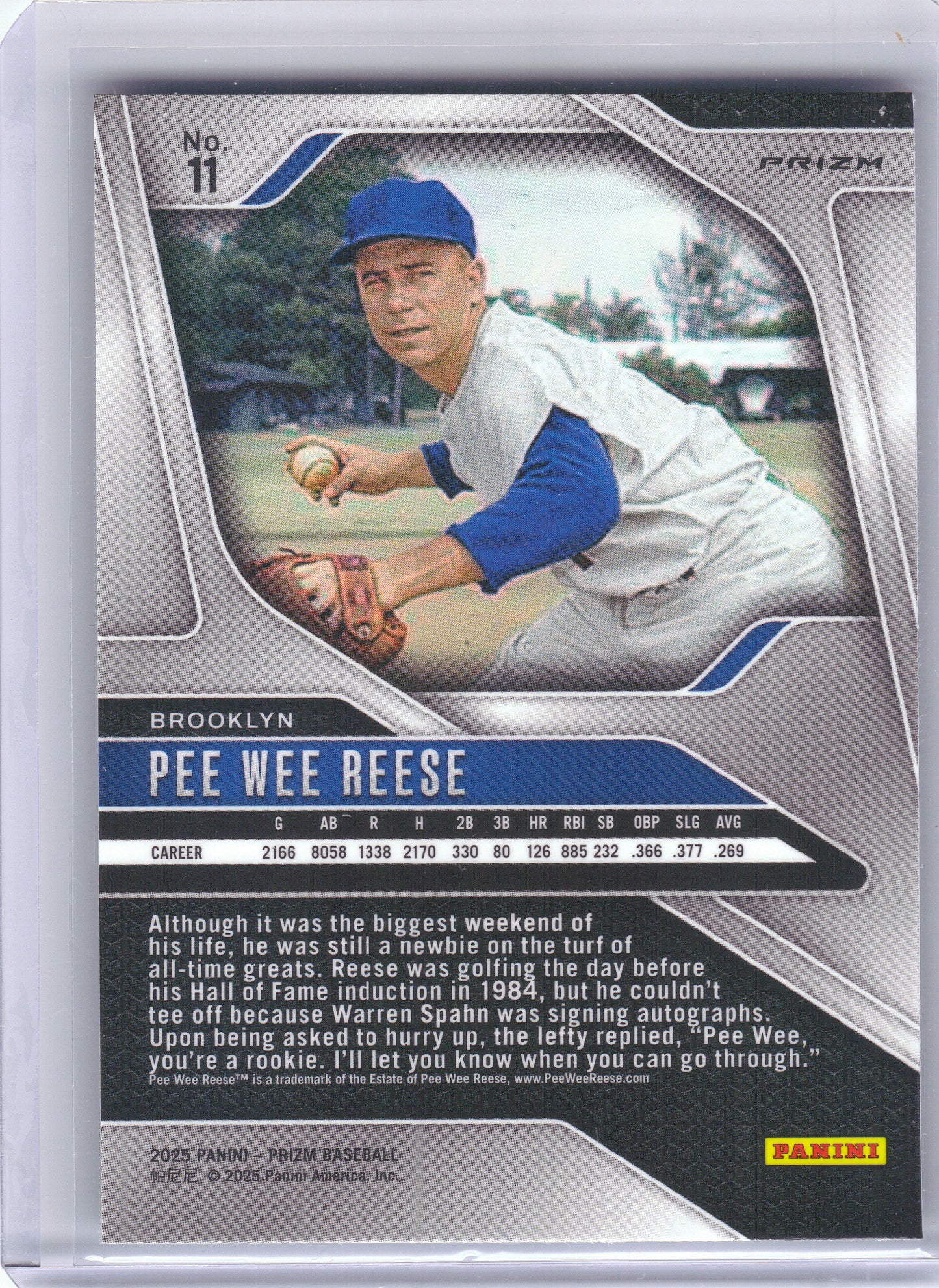 2025 Panini Prizm #11 Pee Wee Reese Silver Prizms Brooklyn Dodgers