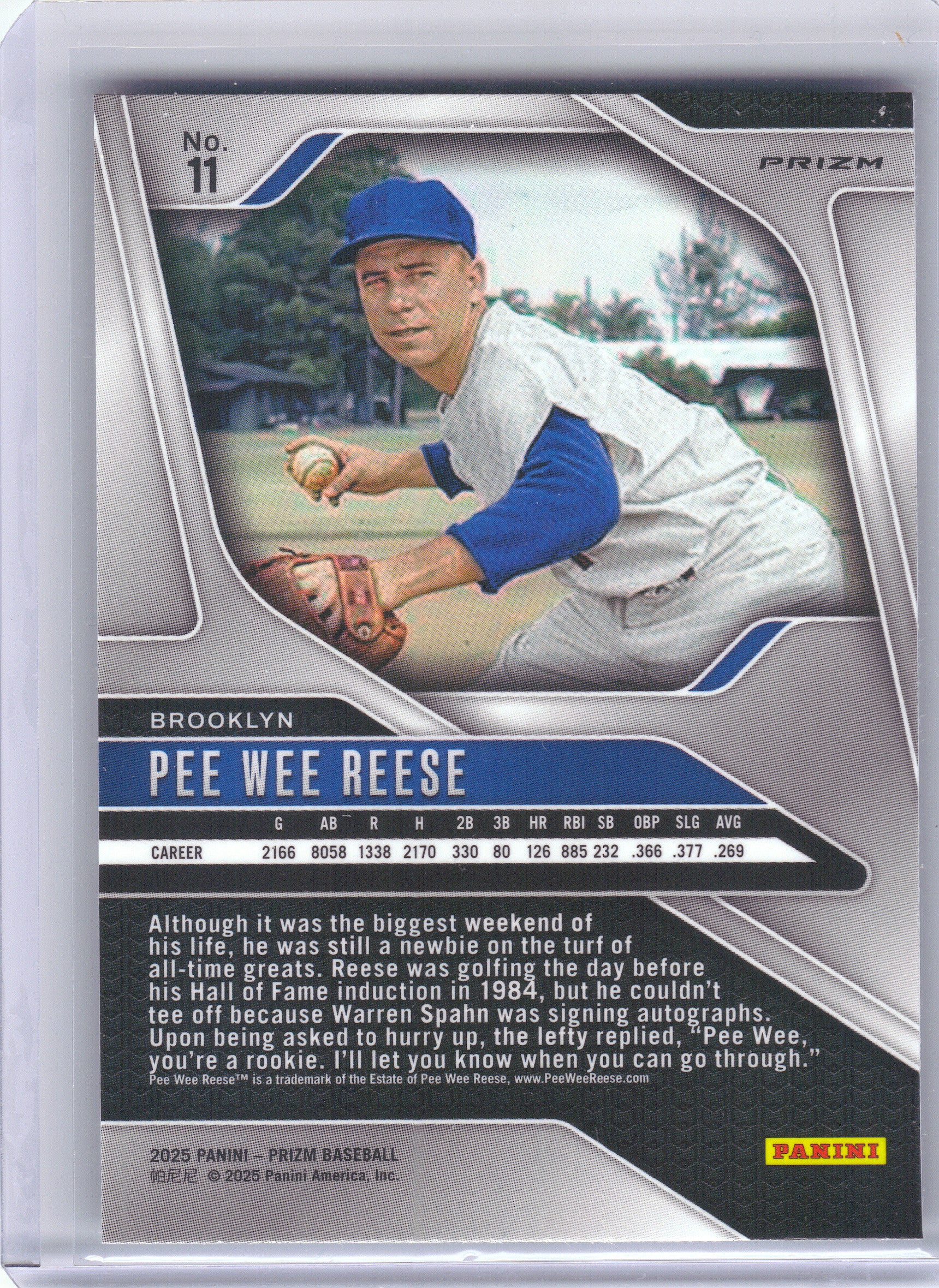 2025 Panini Prizm #11 Pee Wee Reese Silver Prizms Brooklyn Dodgers