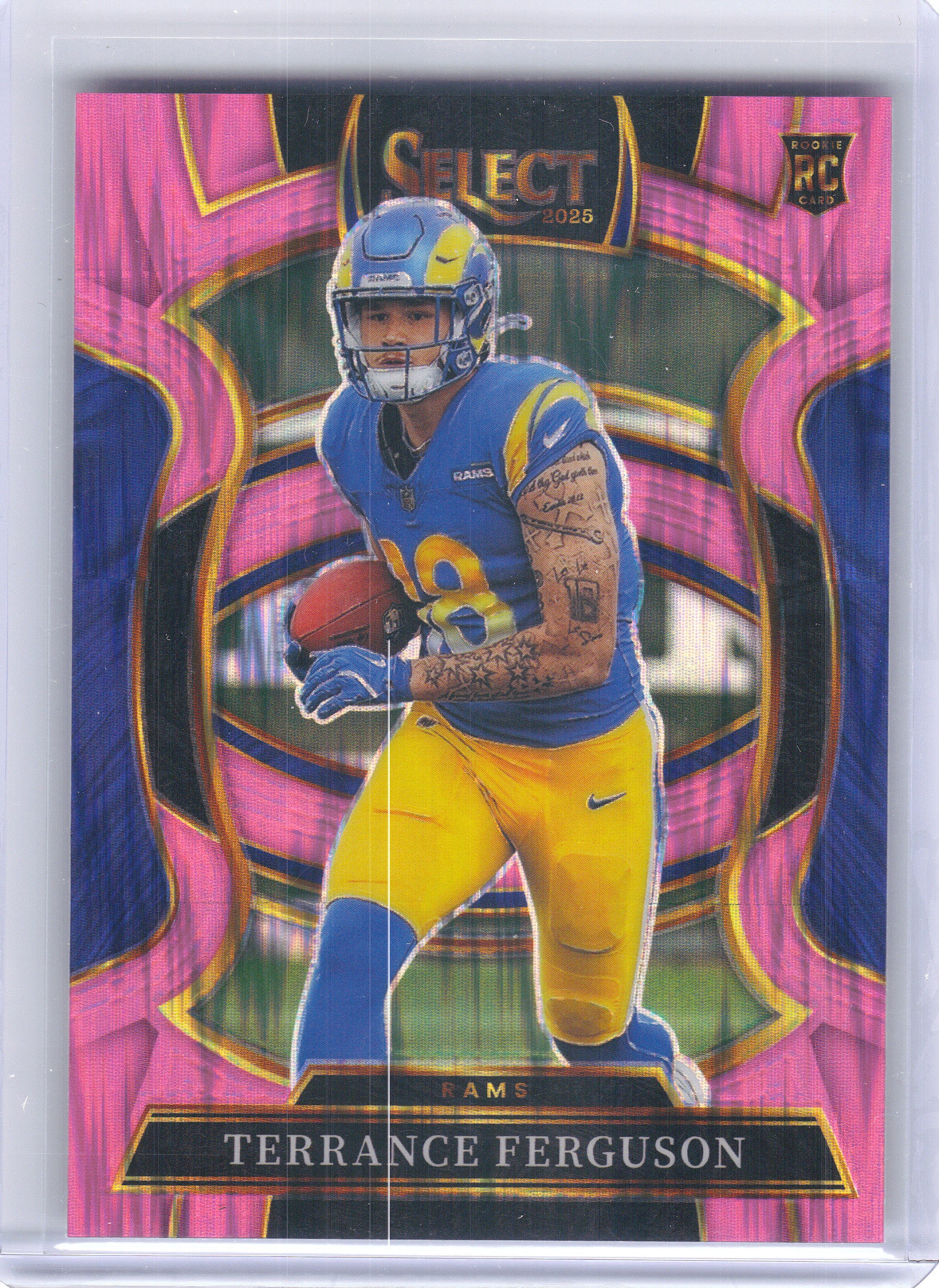 2025 Panini Select #20 Terrance Ferguson Pink Prizm Shock Los Angeles Rams Rookie