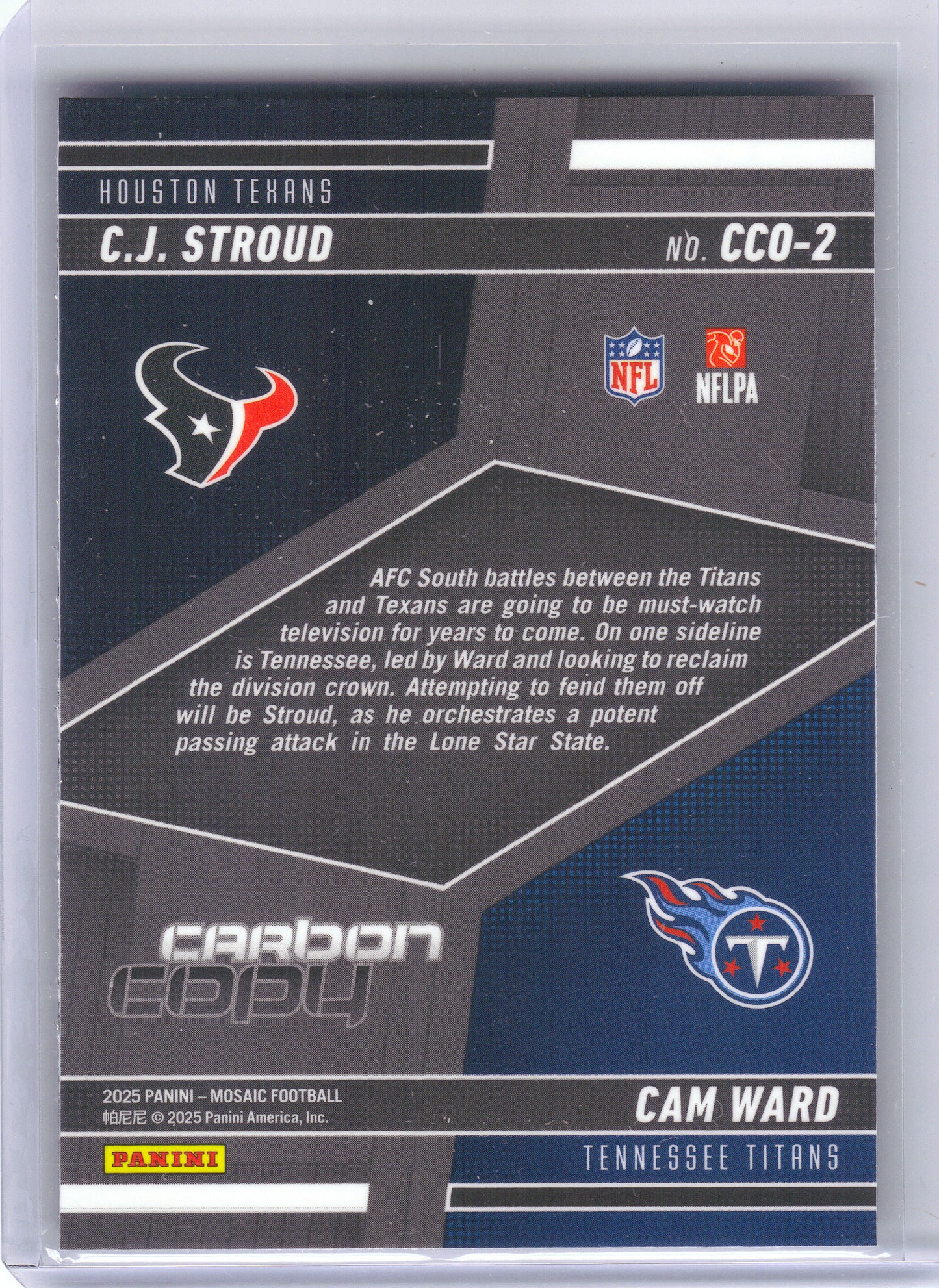 2025 Panini Mosaic #CCO-2 C.J. Stroud / Cam Ward Carbon Copy