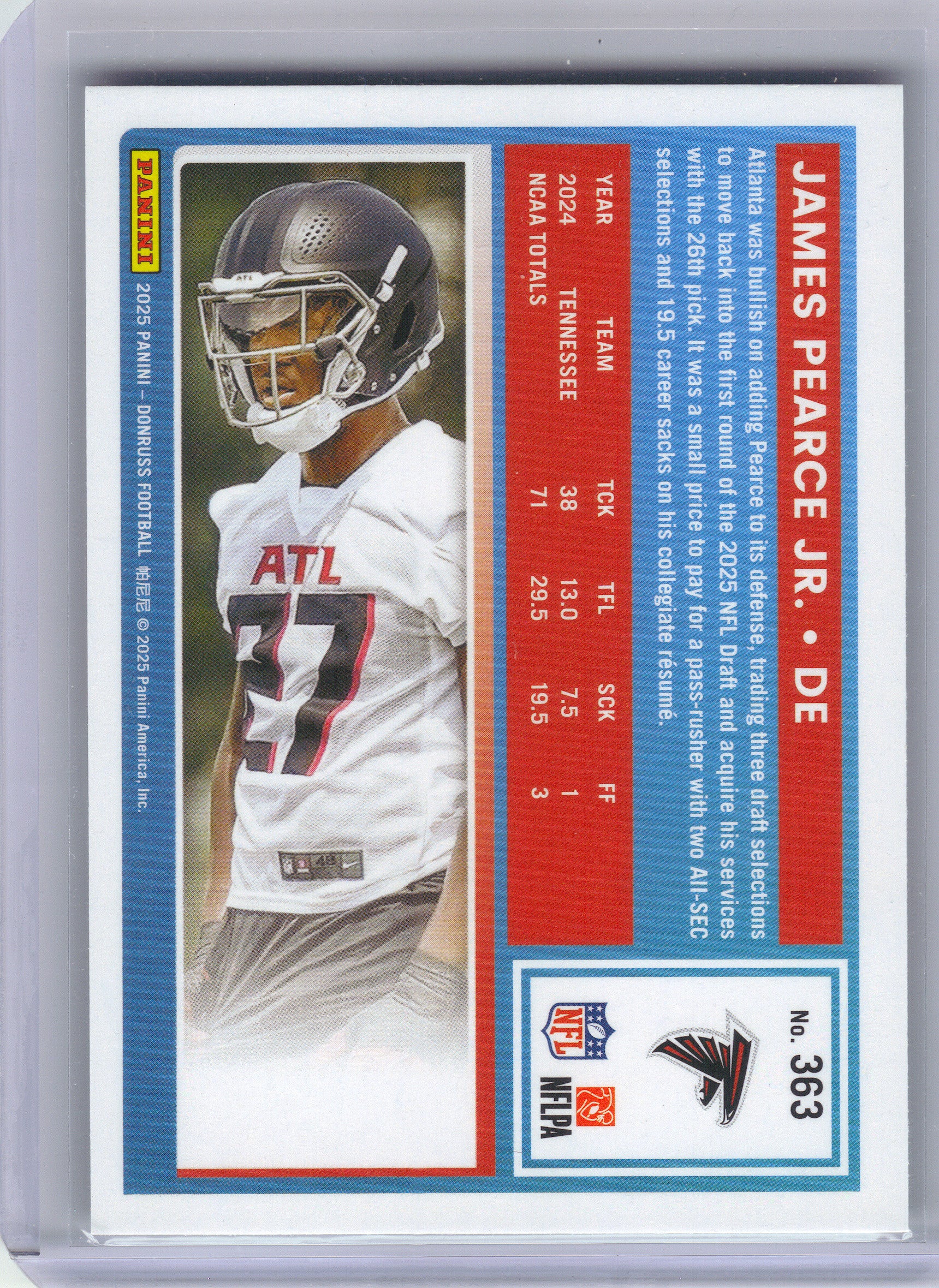 2025 Donruss #363 James Pearce Jr. Press Proofs Green Atlanta Falcons Rookie