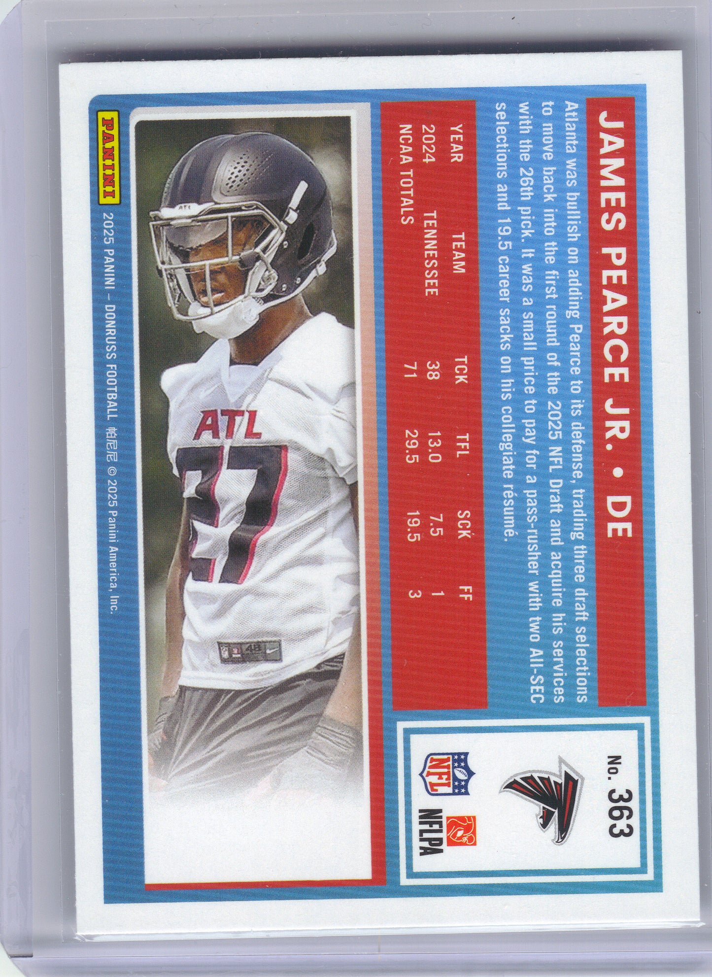 2025 Donruss #363 James Pearce Jr. Atlanta Falcons Rookie