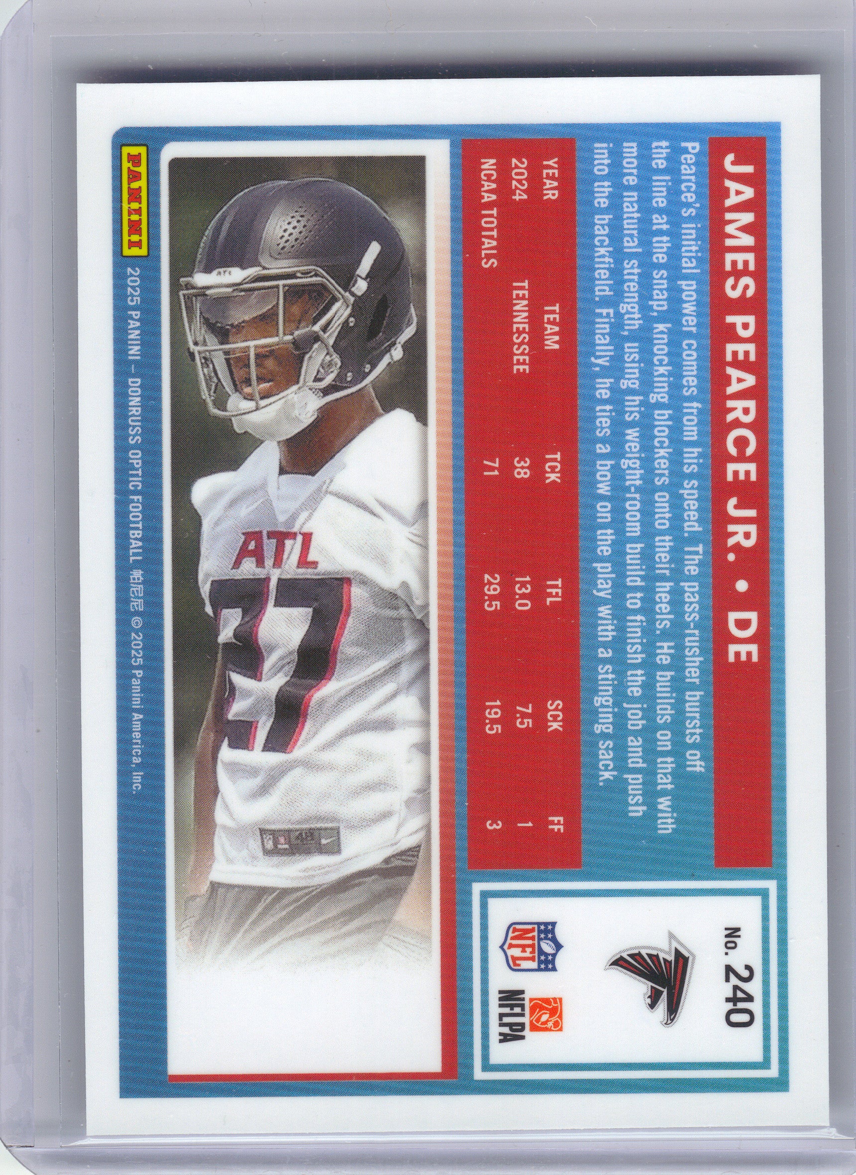 2025 Donruss Optic #240 James Pearce Jr. Atlanta Falcons Rookie