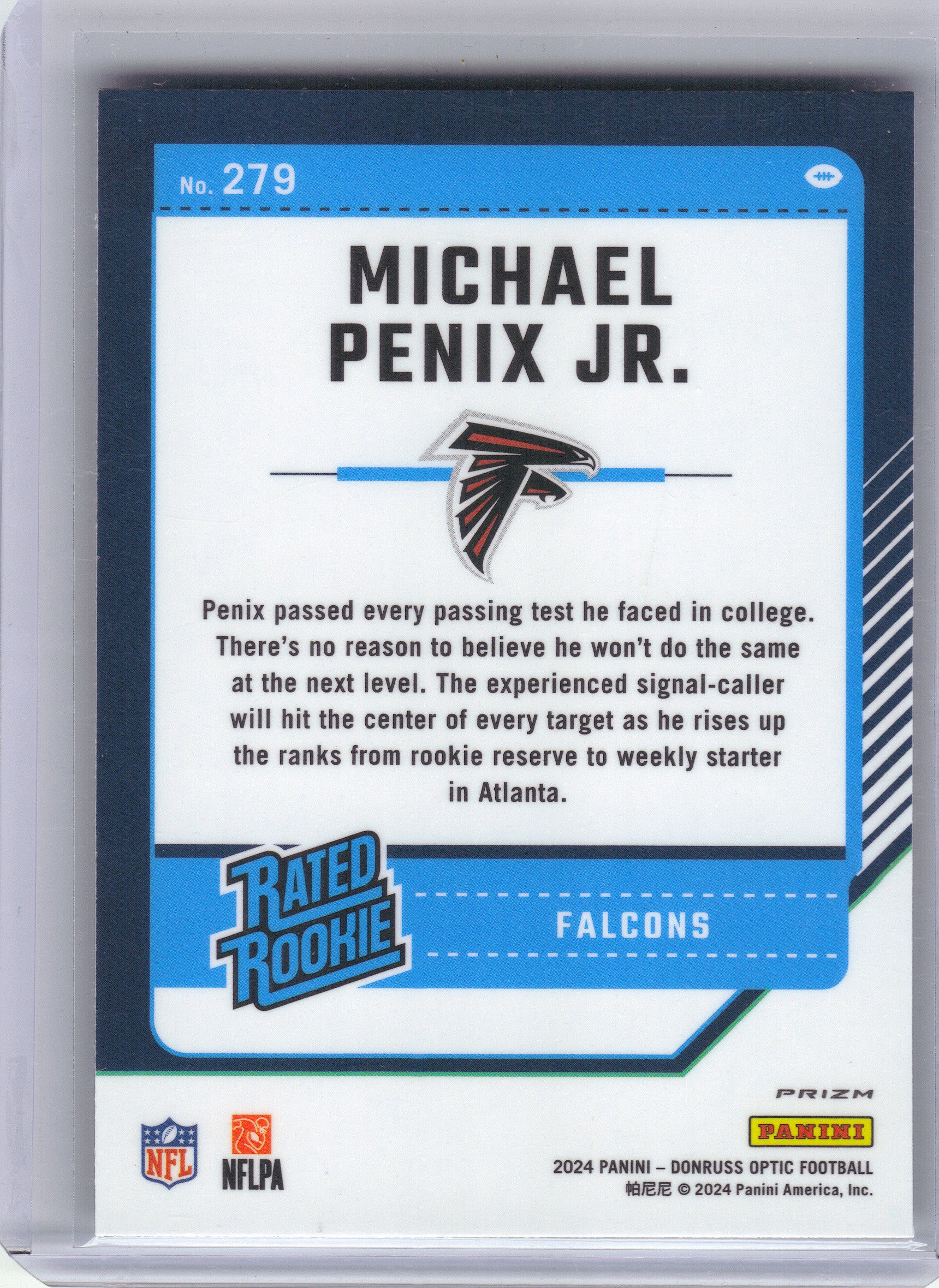 2024 Donruss Optic #279 Michael Penix Jr. Purple Shock Atlanta Falcons