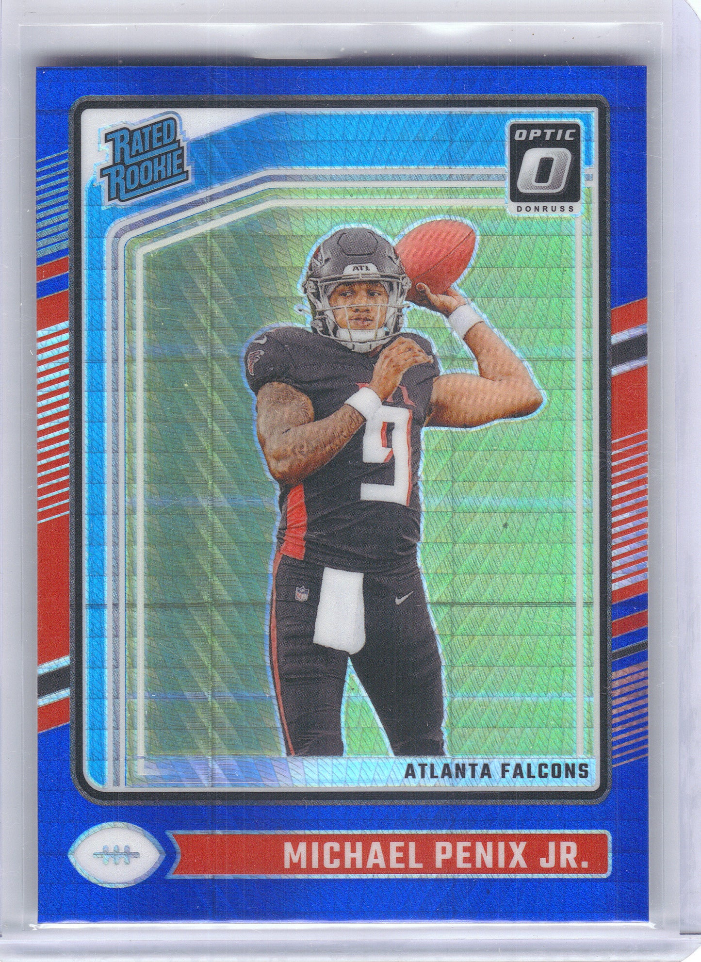 2024 Donruss Optic #279 Michael Penix Jr. Blue Hyper Atlanta Falcons