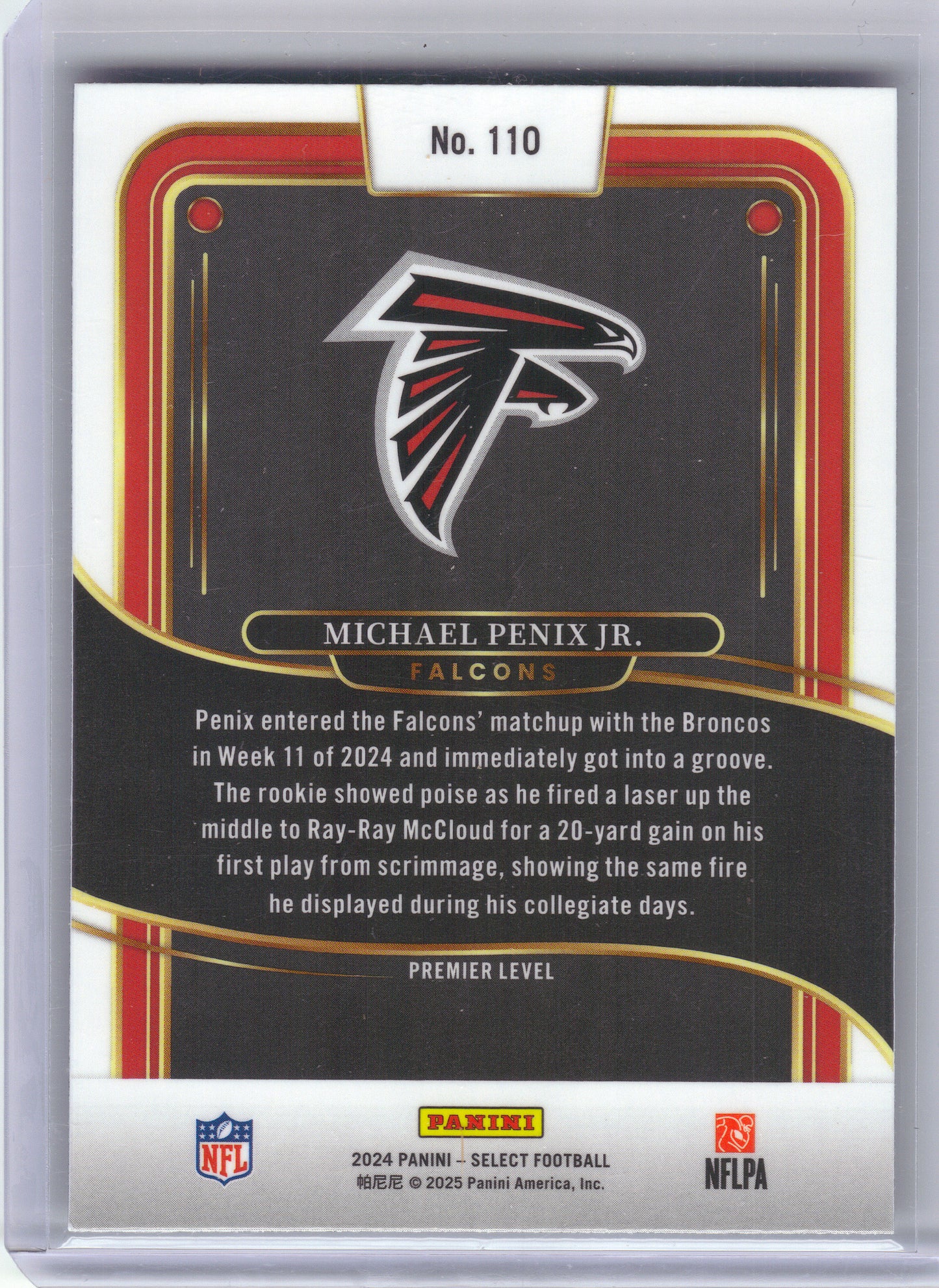 2024 Panini Select #110 Michael Penix Jr. Atlanta Falcons Rookie