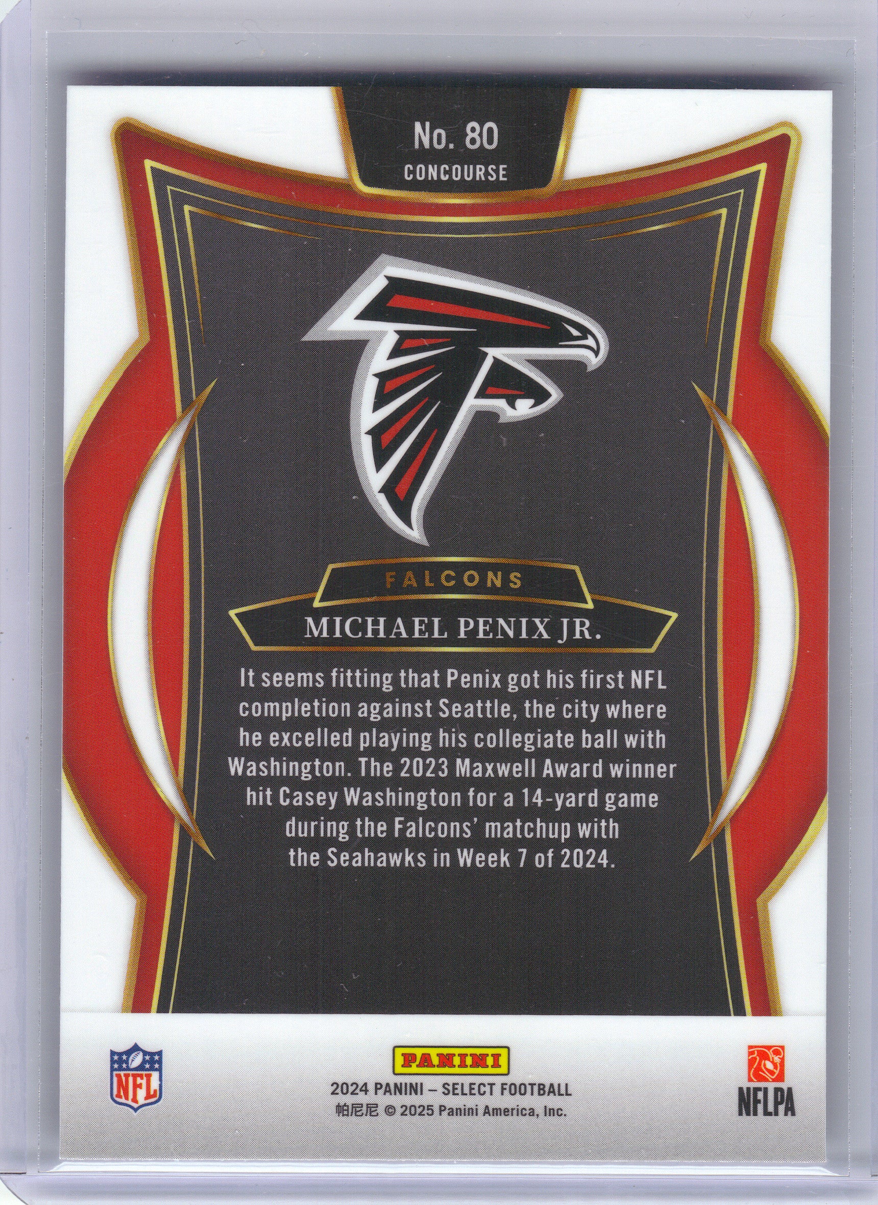 2024 Panini Select #80 Michael Penix Jr. Atlanta Falcons Rookie