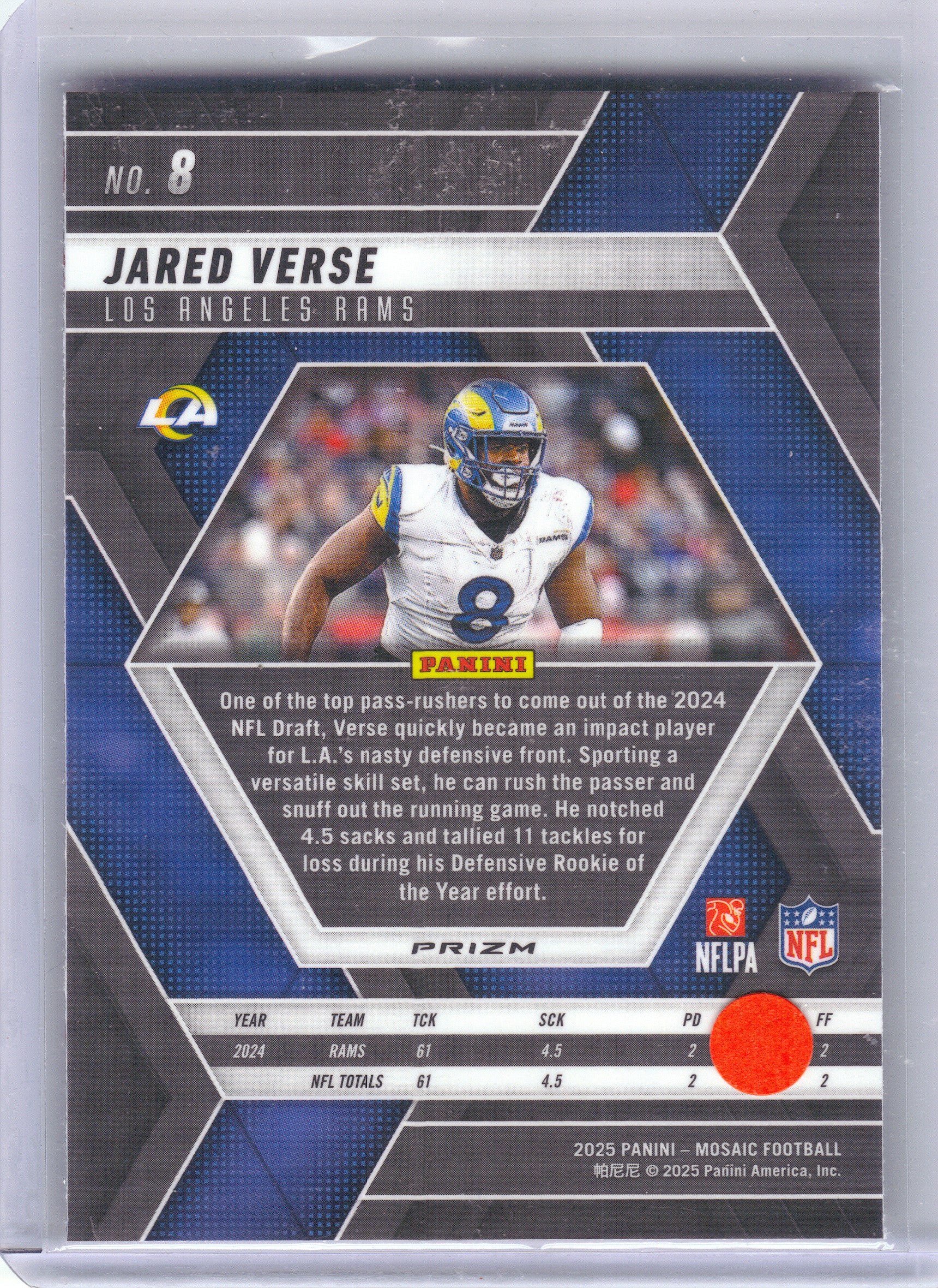 2025 Panini Mosaic #8 Jared Verse Mosaic Camo Pink Los Angeles Rams