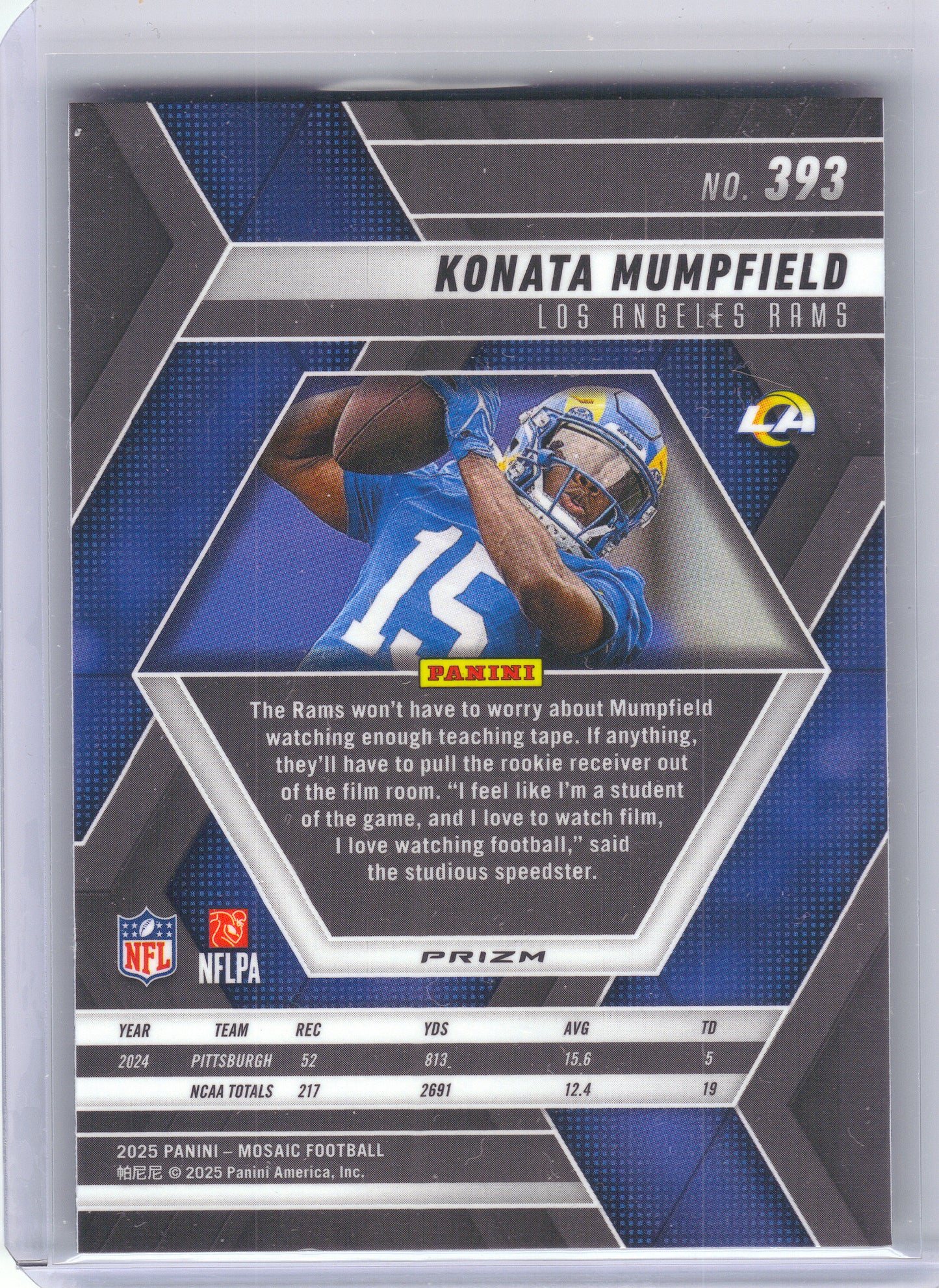 2025 Panini Mosaic #393 Konata Mumpfield Mosaic Green Los Angeles Rams Rookie
