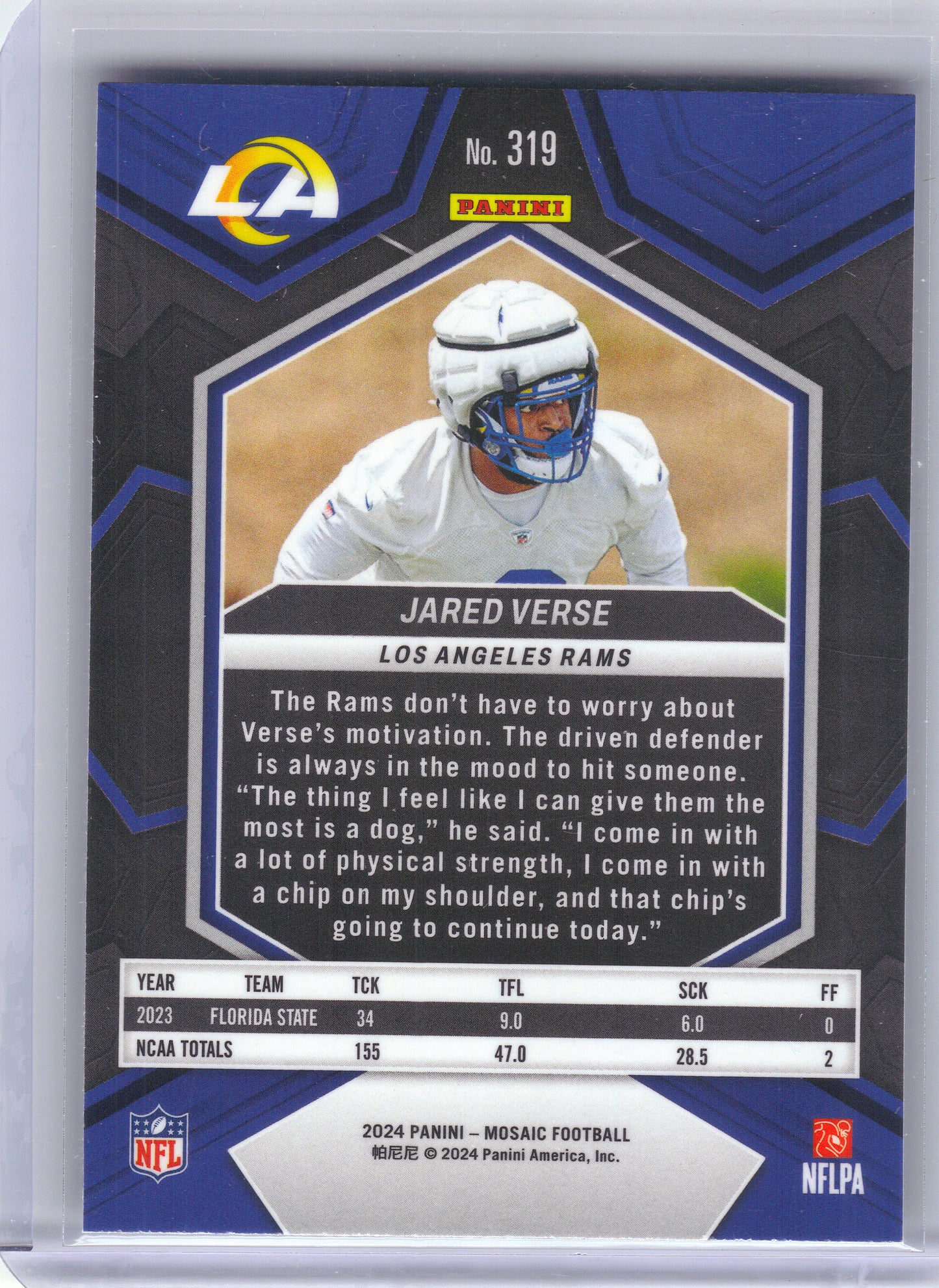 2024 Panini Mosaic #319 Jared Verse Los Angeles Rams Rookie