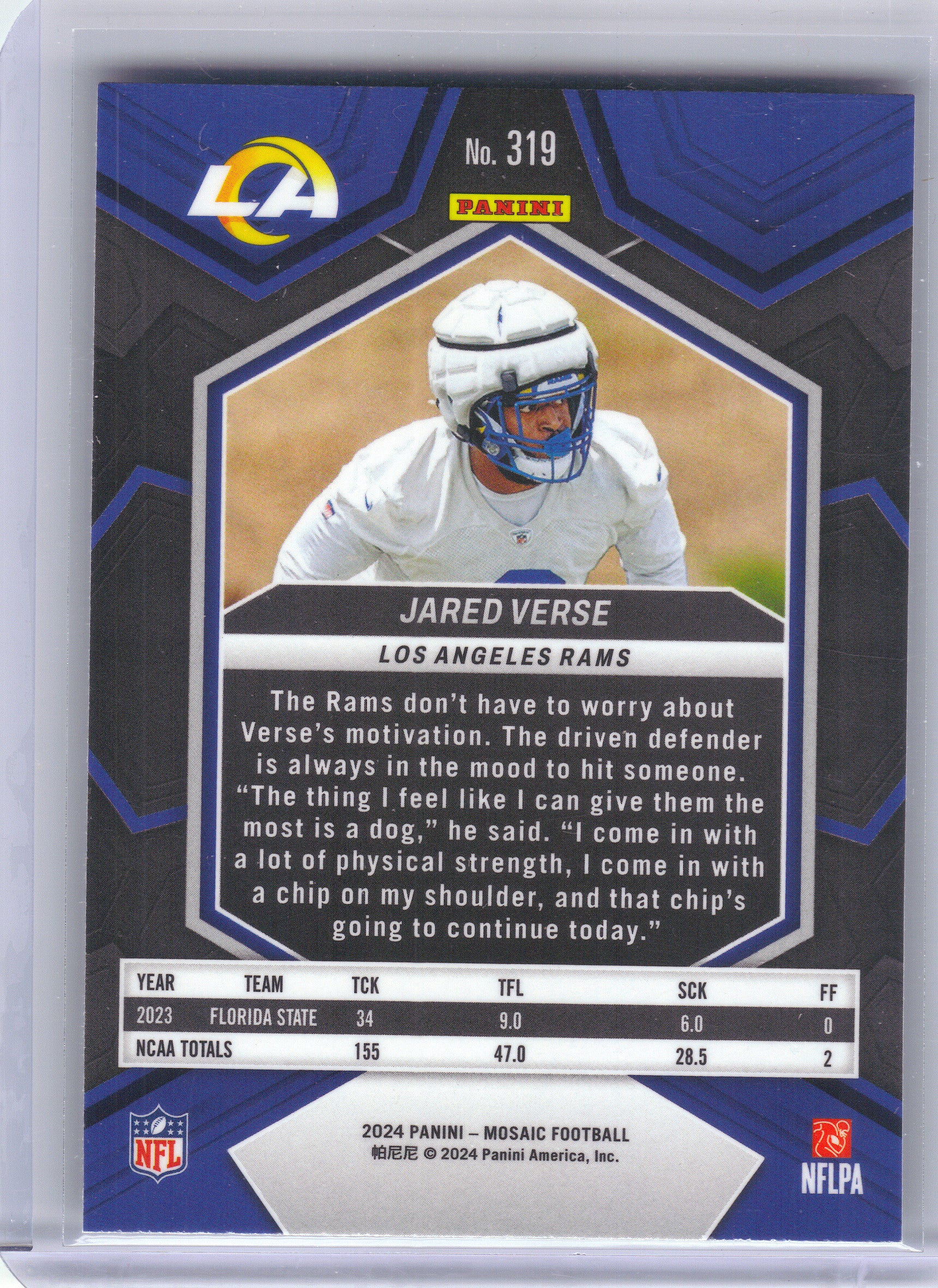2024 Panini Mosaic #319 Jared Verse Los Angeles Rams Rookie