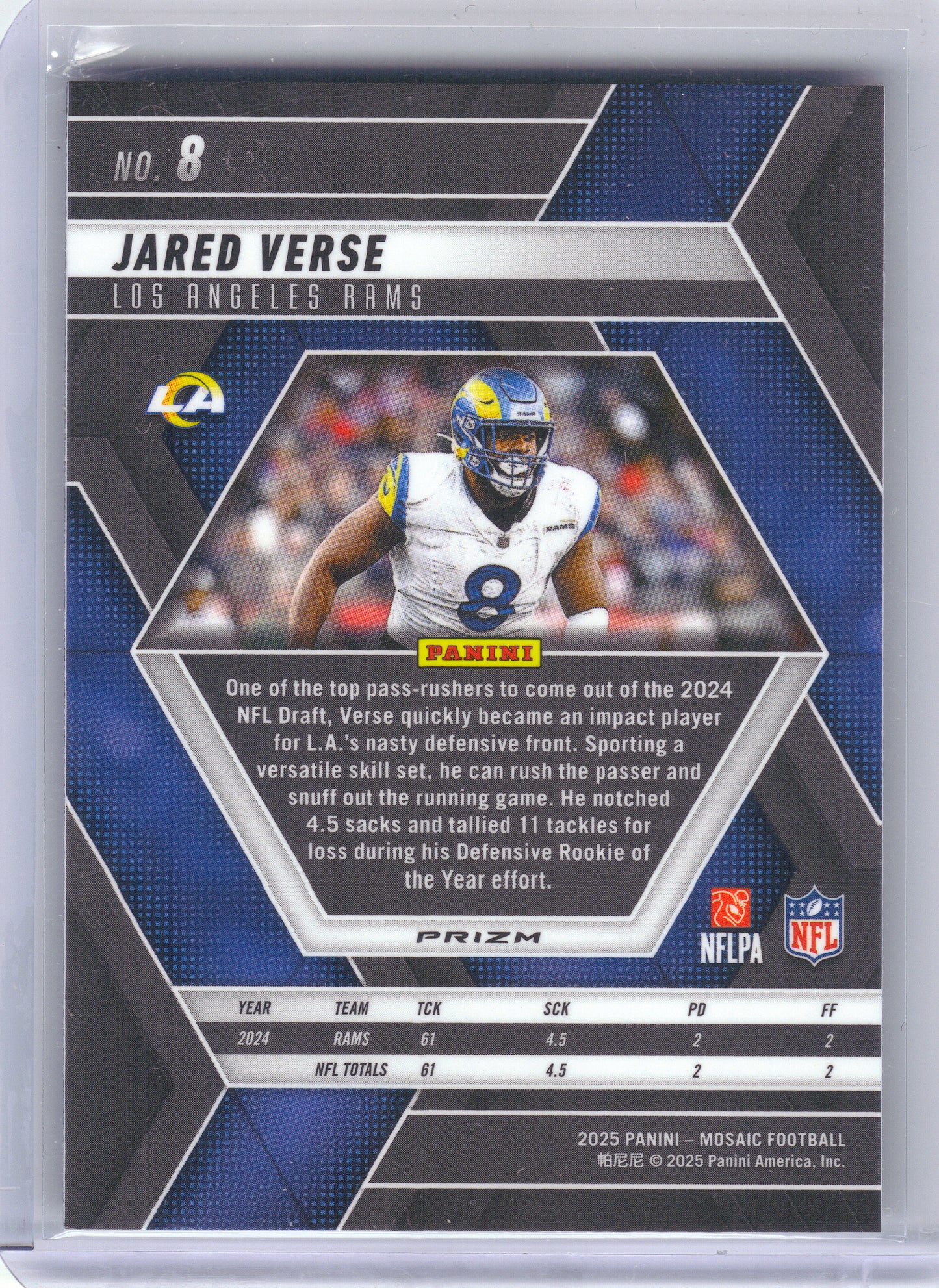 2025 Panini Mosaic #8 Jared Verse Silver Los Angeles Rams