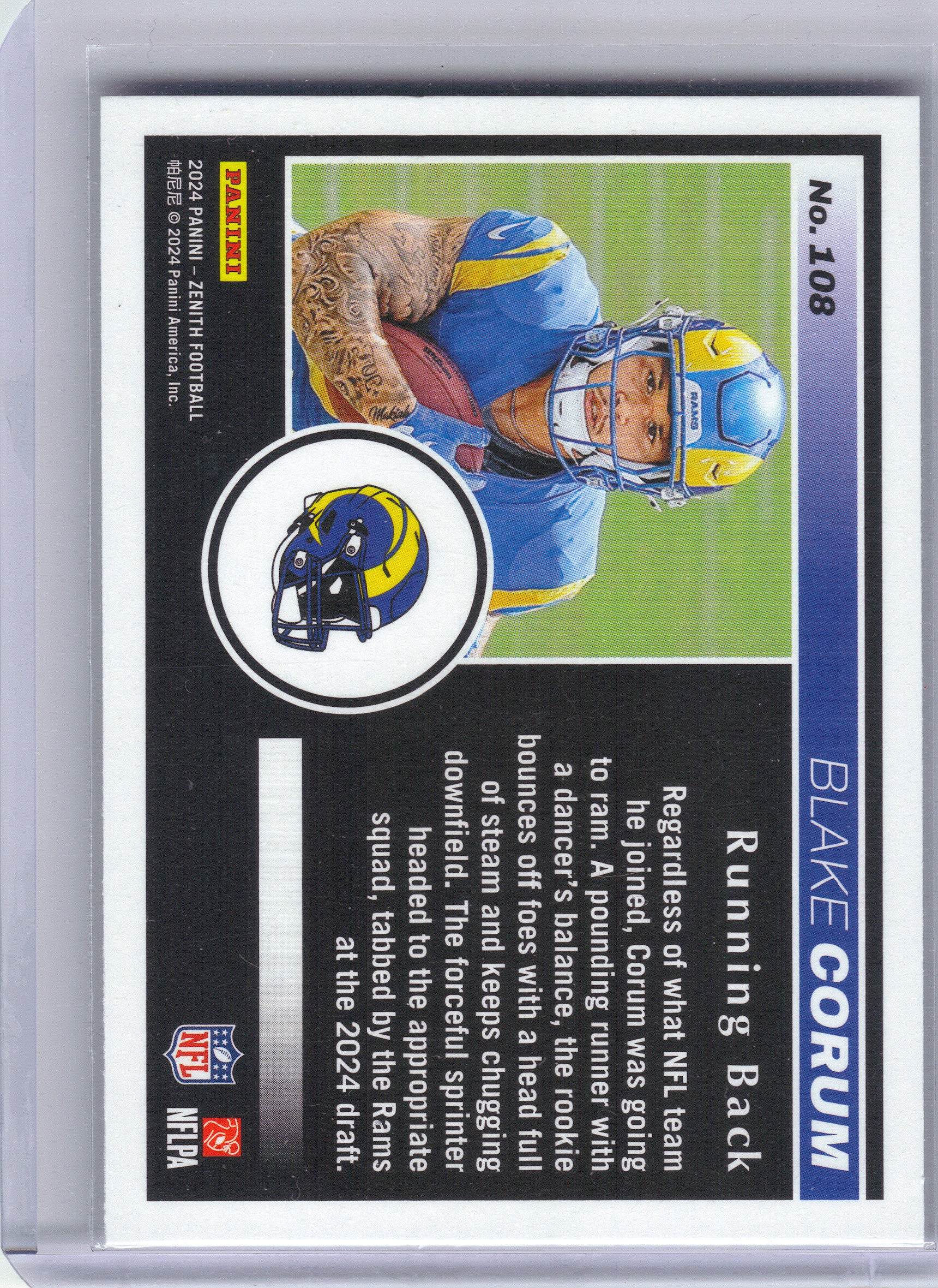 2024 Panini Zenith #108 Blake Corum Retail Los Angeles Rams Rookie