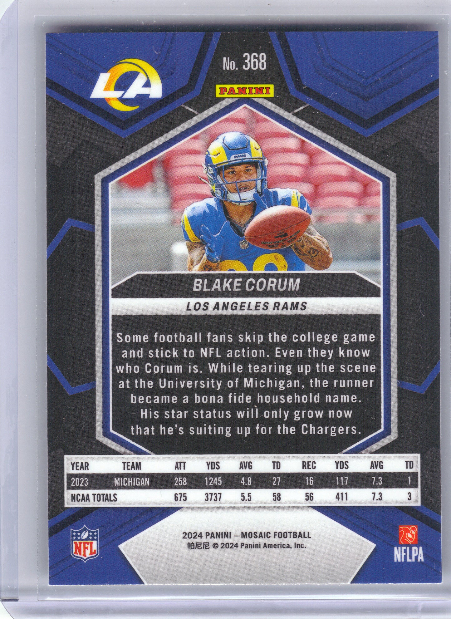 2024 Panini Mosaic #368 Blake Corum Los Angeles Rams Rookie