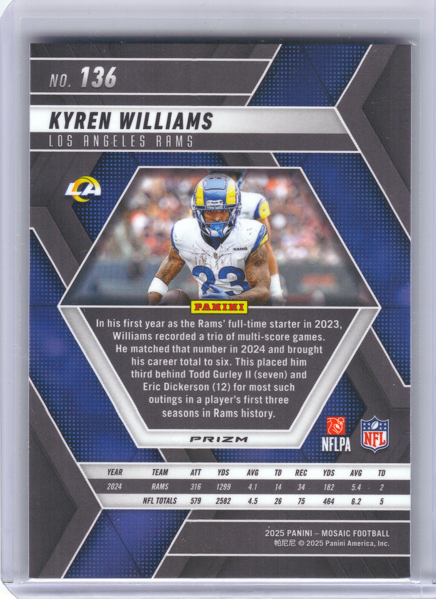 2025 Panini Mosaic #136 Kyren Williams Mosaic Green Los Angeles Rams