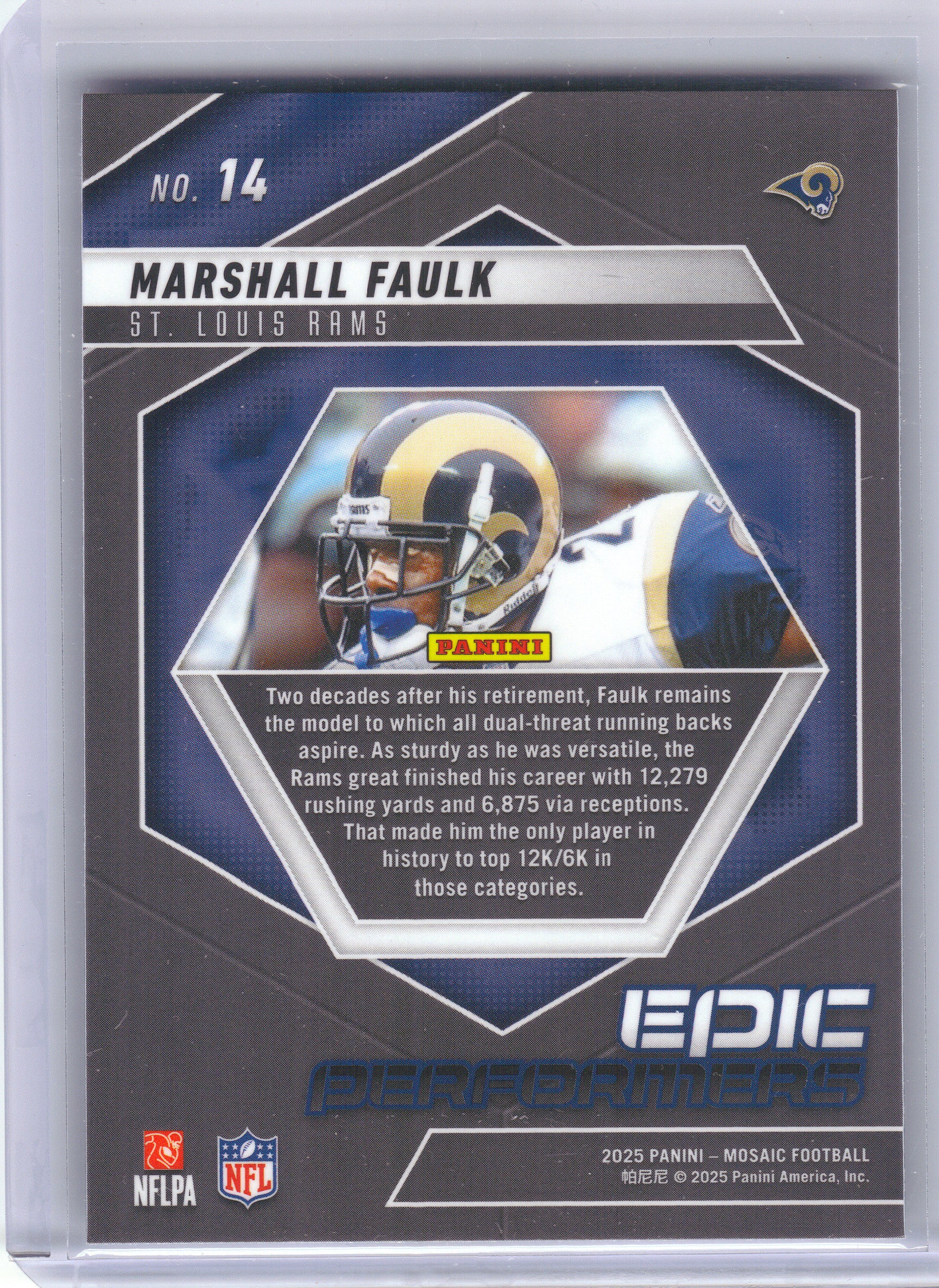 2025 Panini Mosaic #14 Marshall Faulk Epic Performers St. Louis Rams